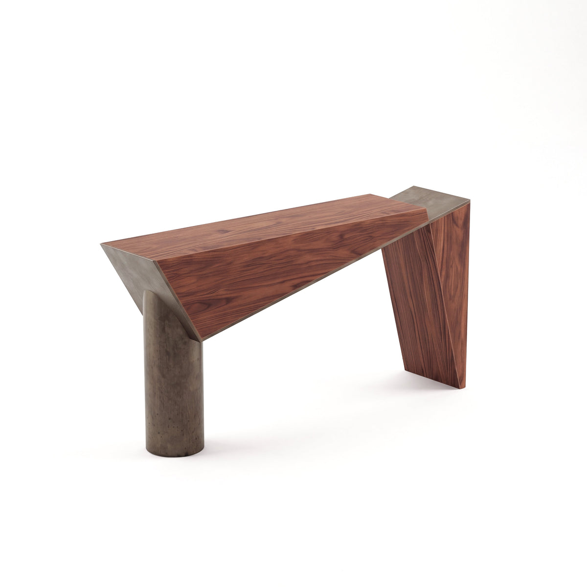 Couper console in American Walnut and Aged Aluminium