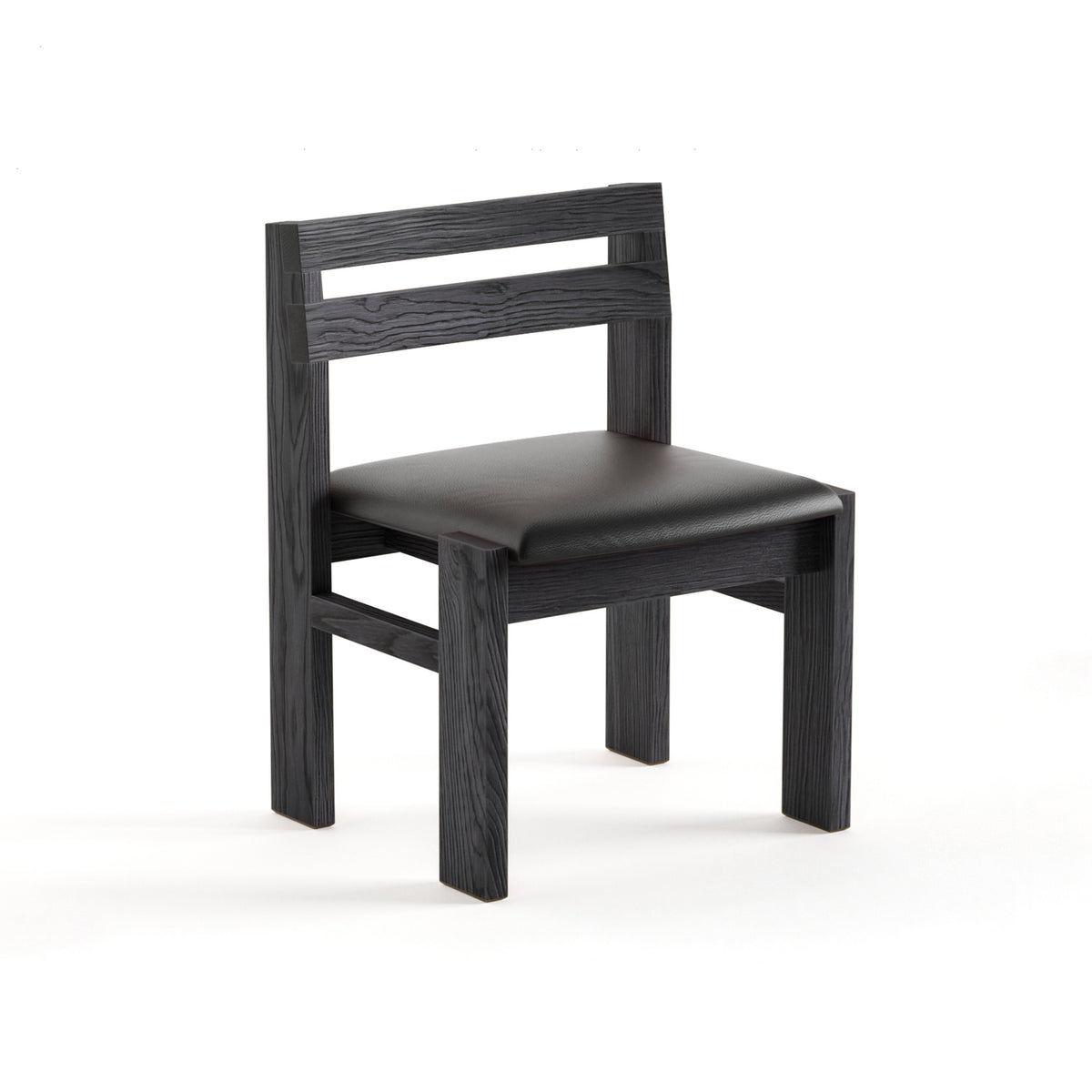 Reyk Dining Chair in Charcoal Oak with Black Leather by Paradox Movement