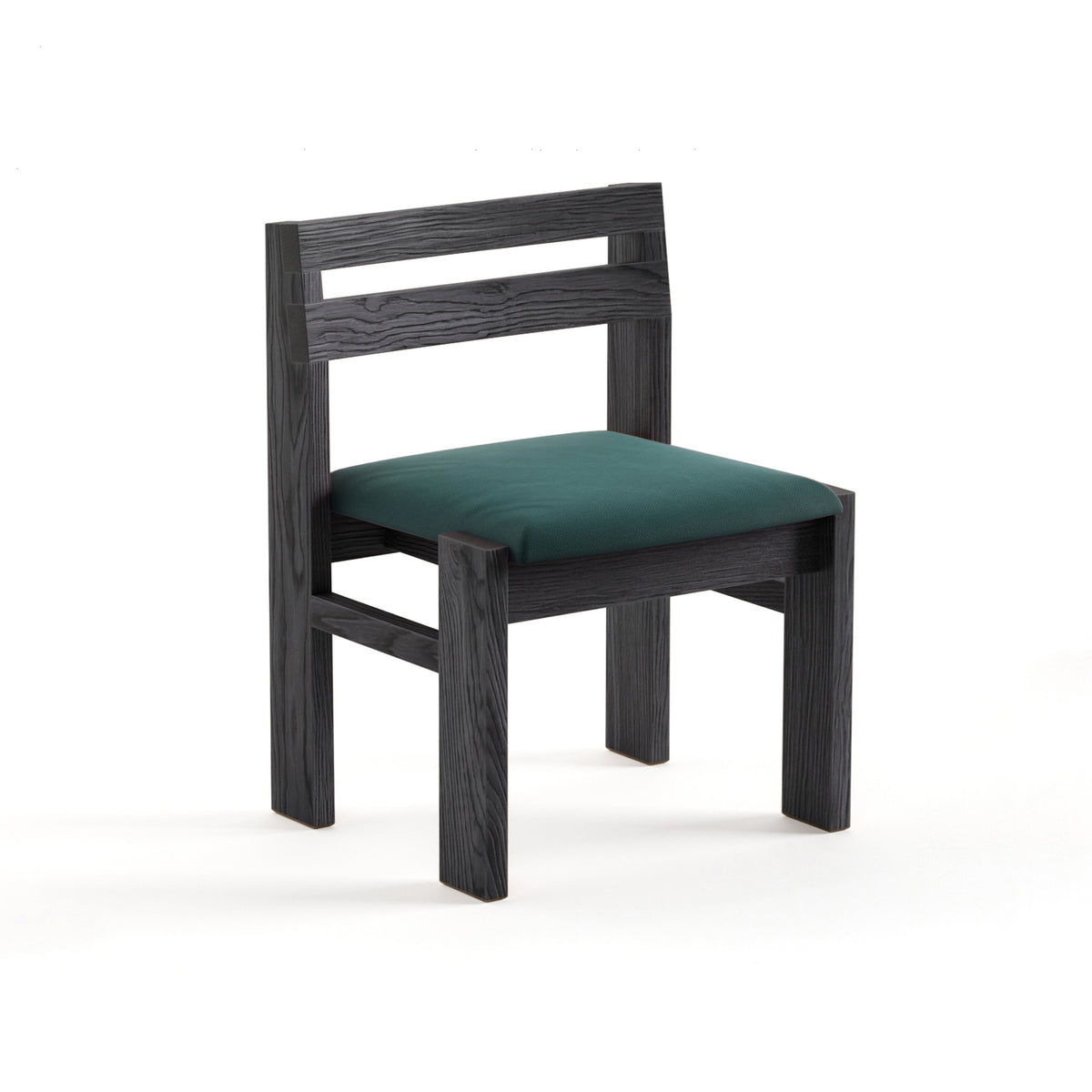 Reyk Dining Chair in Charcoal Oak with Teal Fabric by Paradox Movement