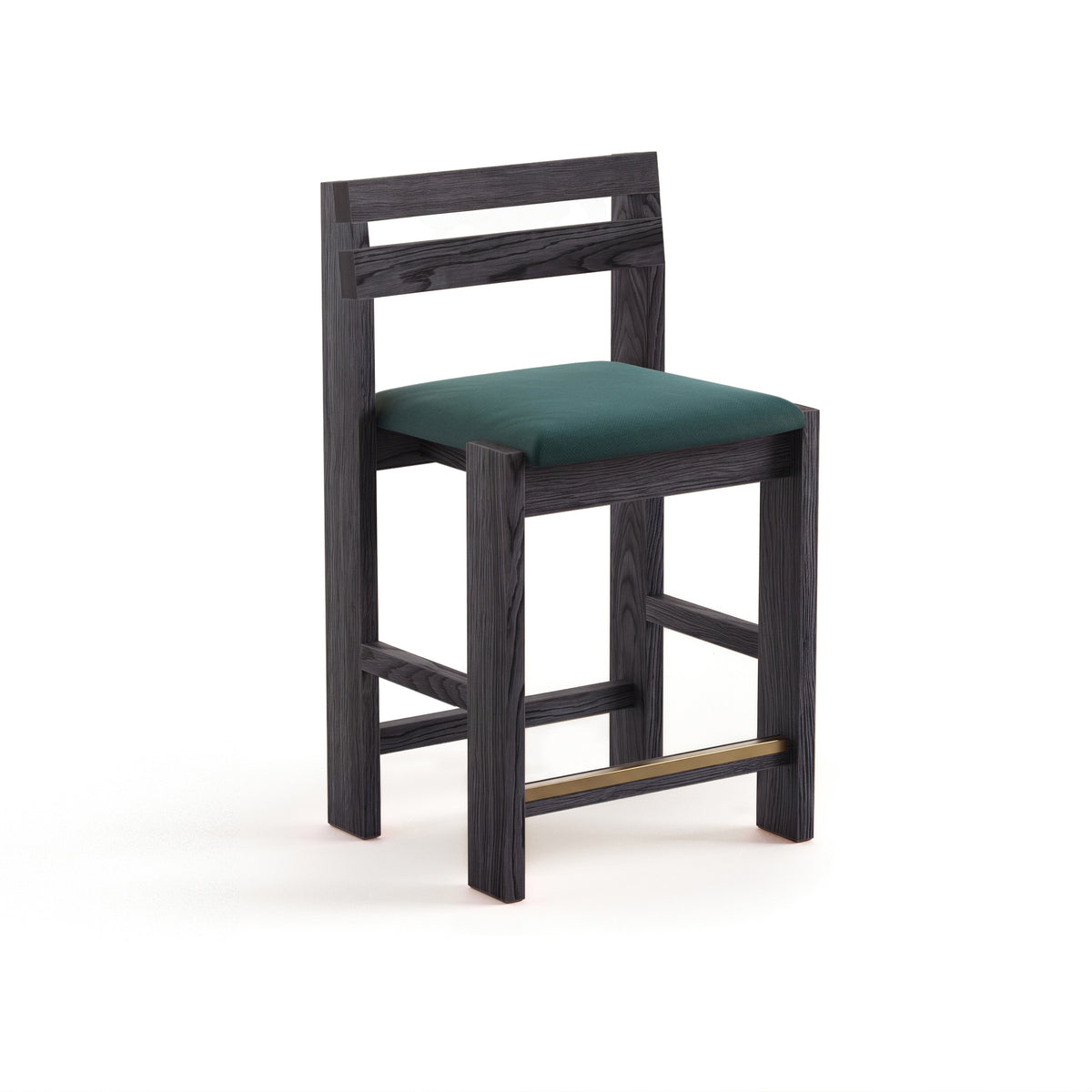Reyk Stool in Charcoal Oak with Teal Fabric by Paradox Movement