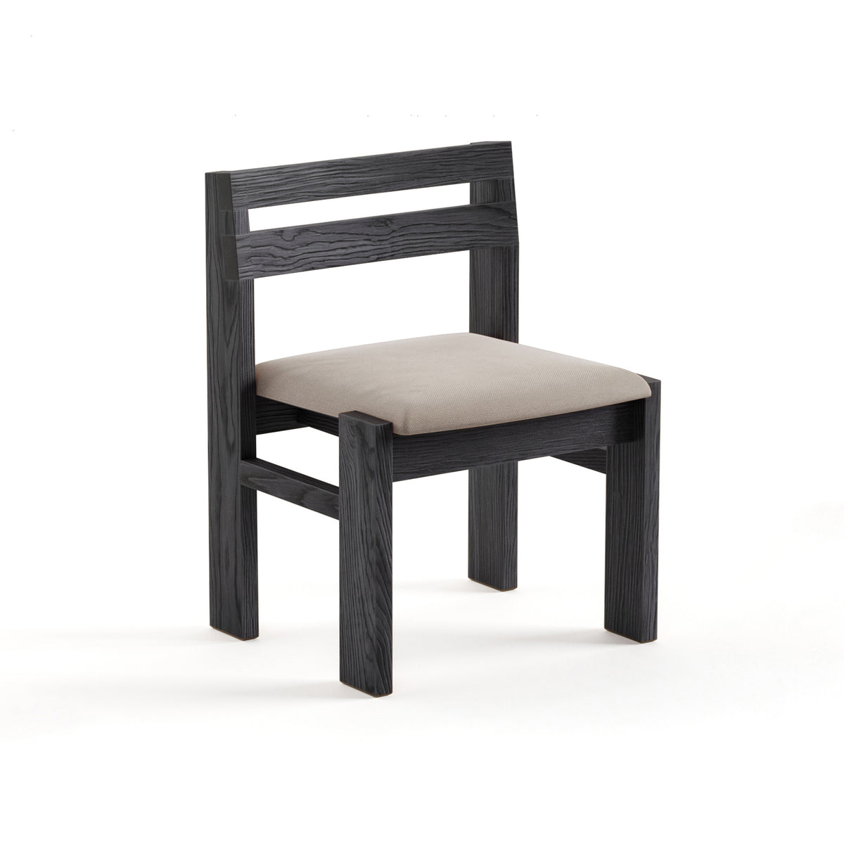 Reyk Dining Chair in Charcoal Oak with White Fabric by Paradox Movement