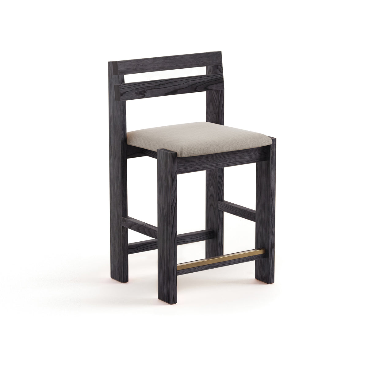 Reyk Stool in Charcoal Oak with White Fabric by Paradox Movement