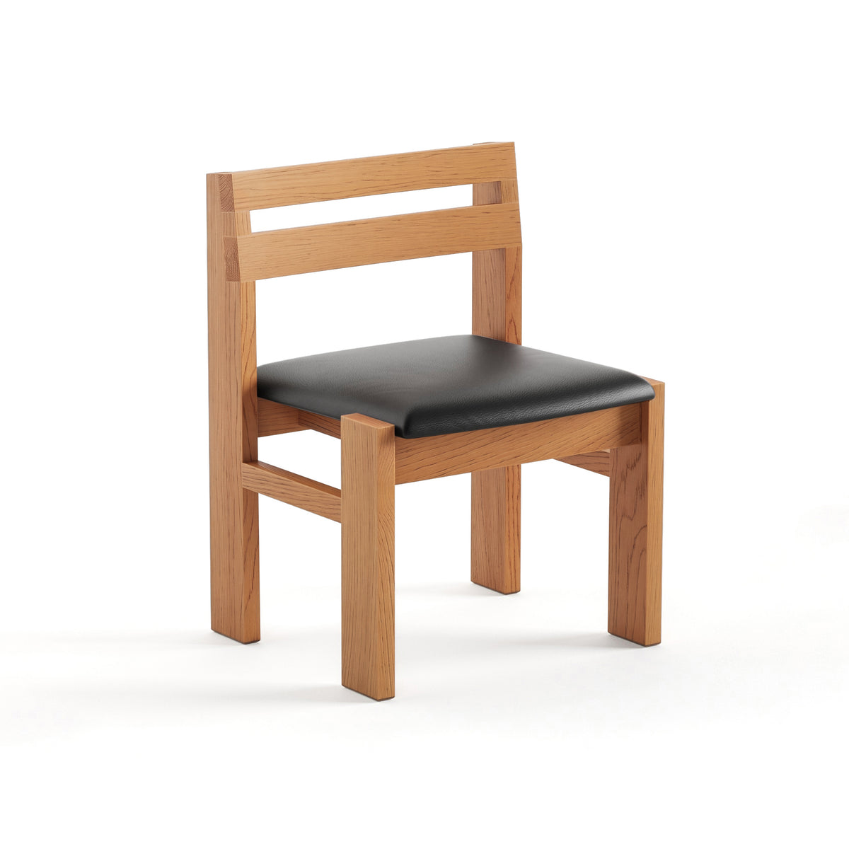 Reyk Dining Chair in Golden Oak with Black Leather by Paradox Movement