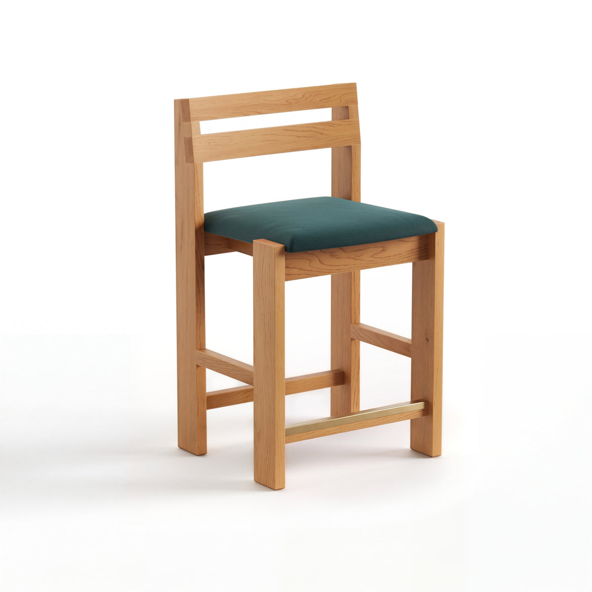 Reyk Stool in Golden Oak with Teal Fabric by Paradox Movement