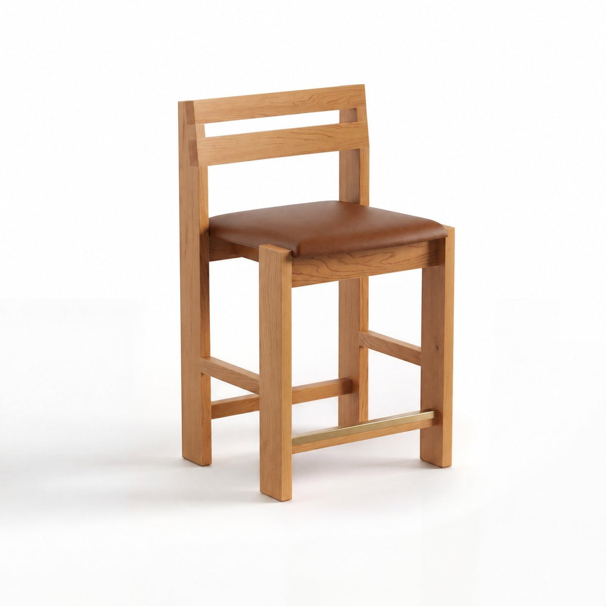 Reyk stool in Golden Oak with revised Terracotta leather