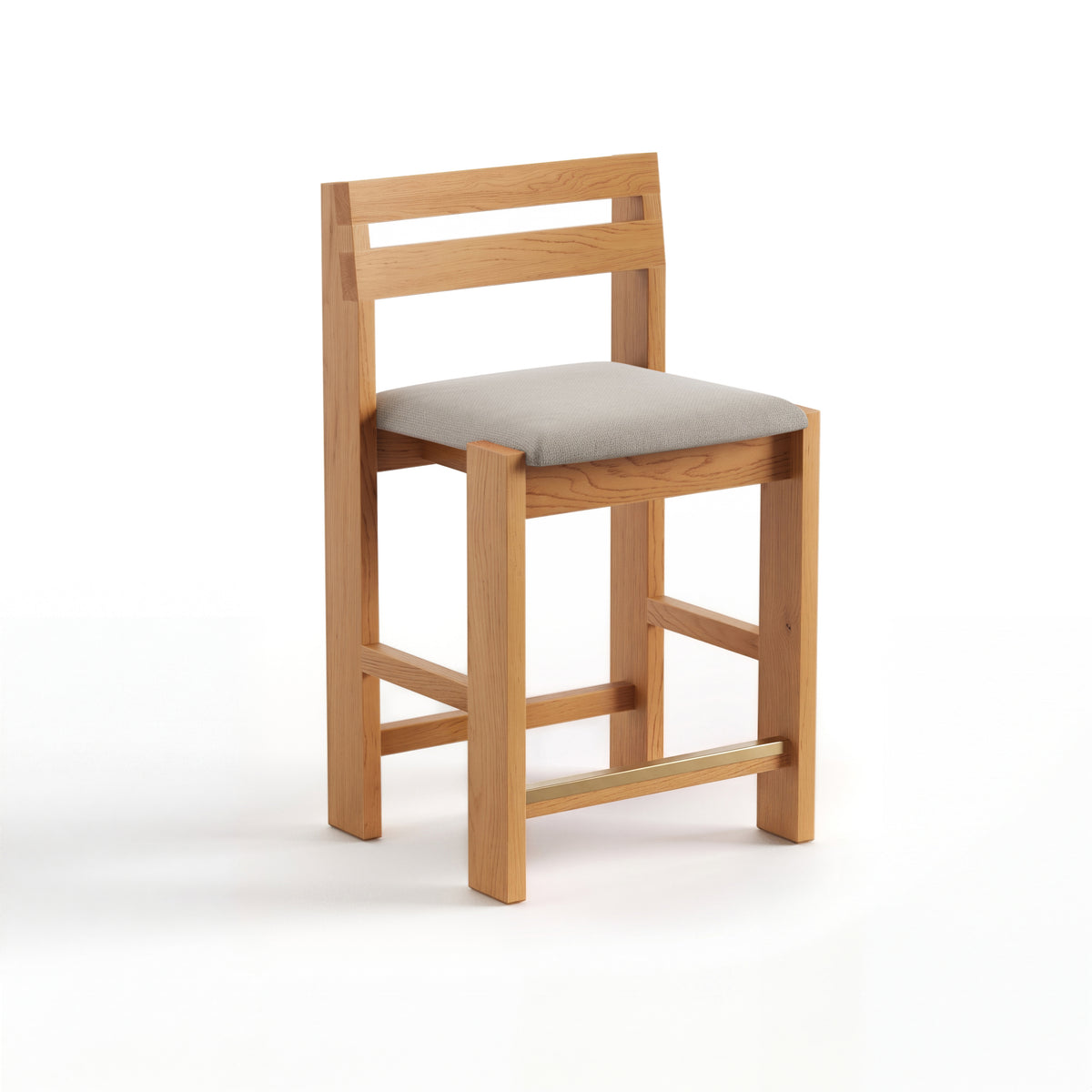 Reyk Stool in Golden Oak with White Fabric by Paradox Movement