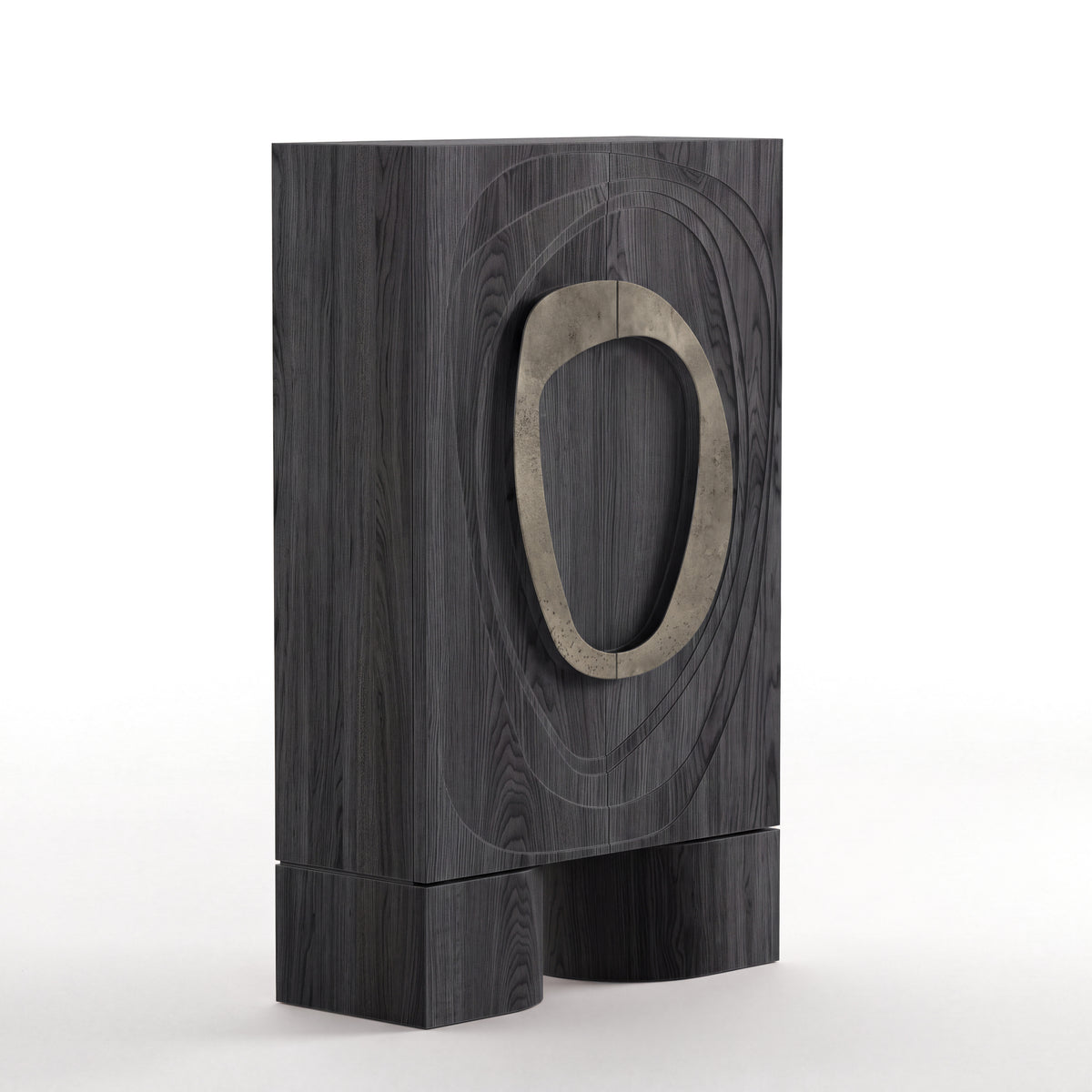 Obelisk Cabinet in Charcoal Oak with Aged Aluminium handles