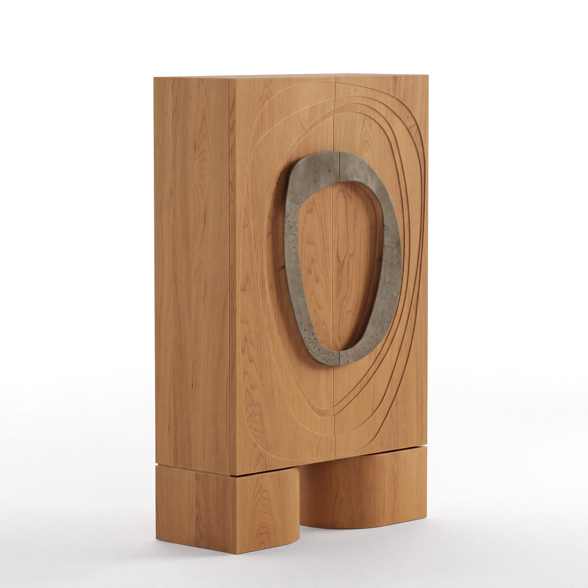 Obelisk Cabinet in Golden Oak with Aged Aluminium handles