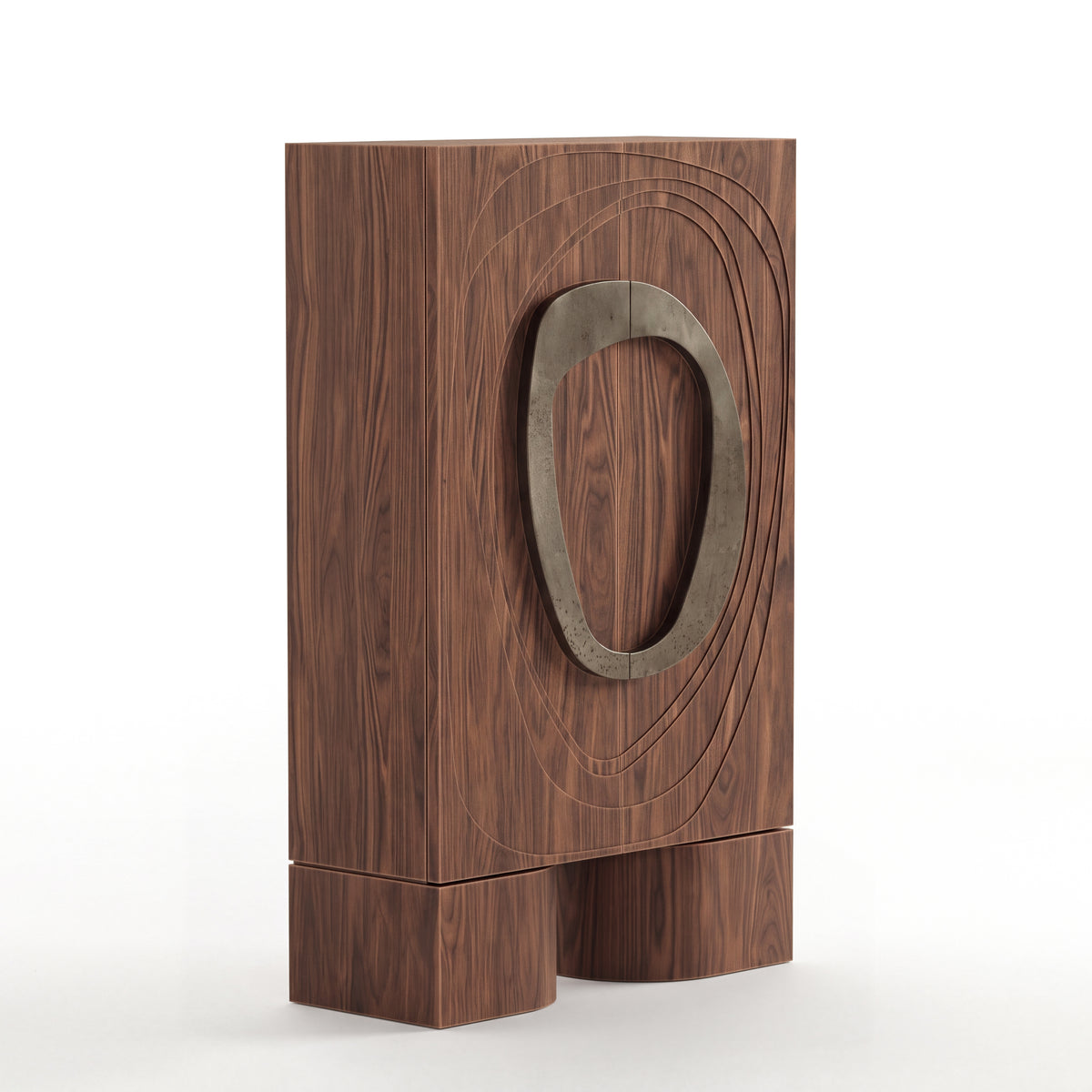 Obelisk Cabinet in Walnut with Aged Aluminium handles