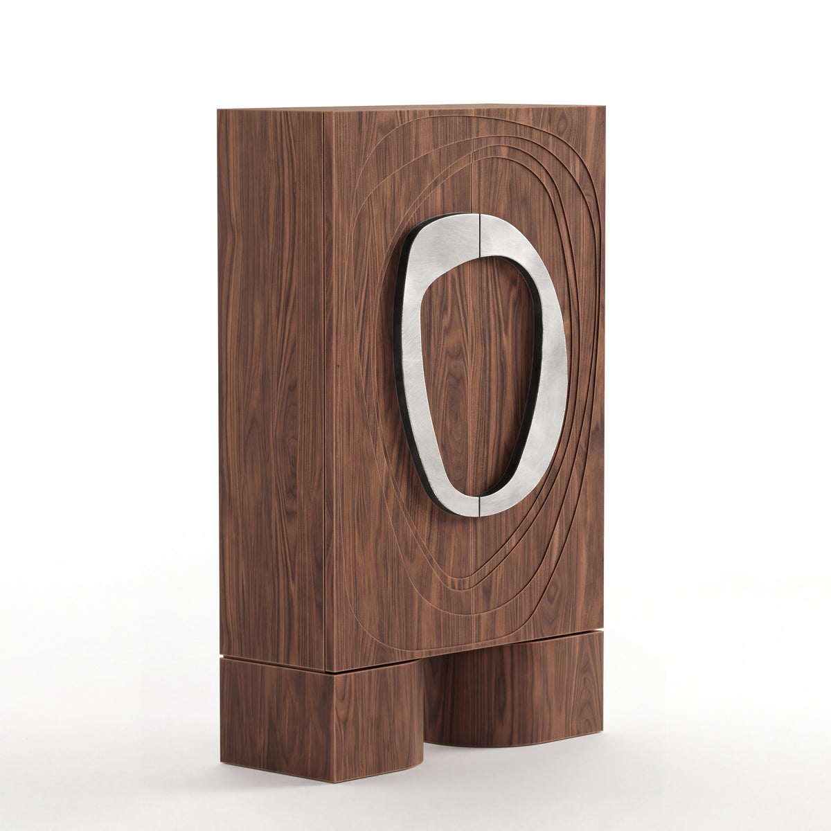 Obelisk Cabinet in Walnut with Raw Aluminium handles