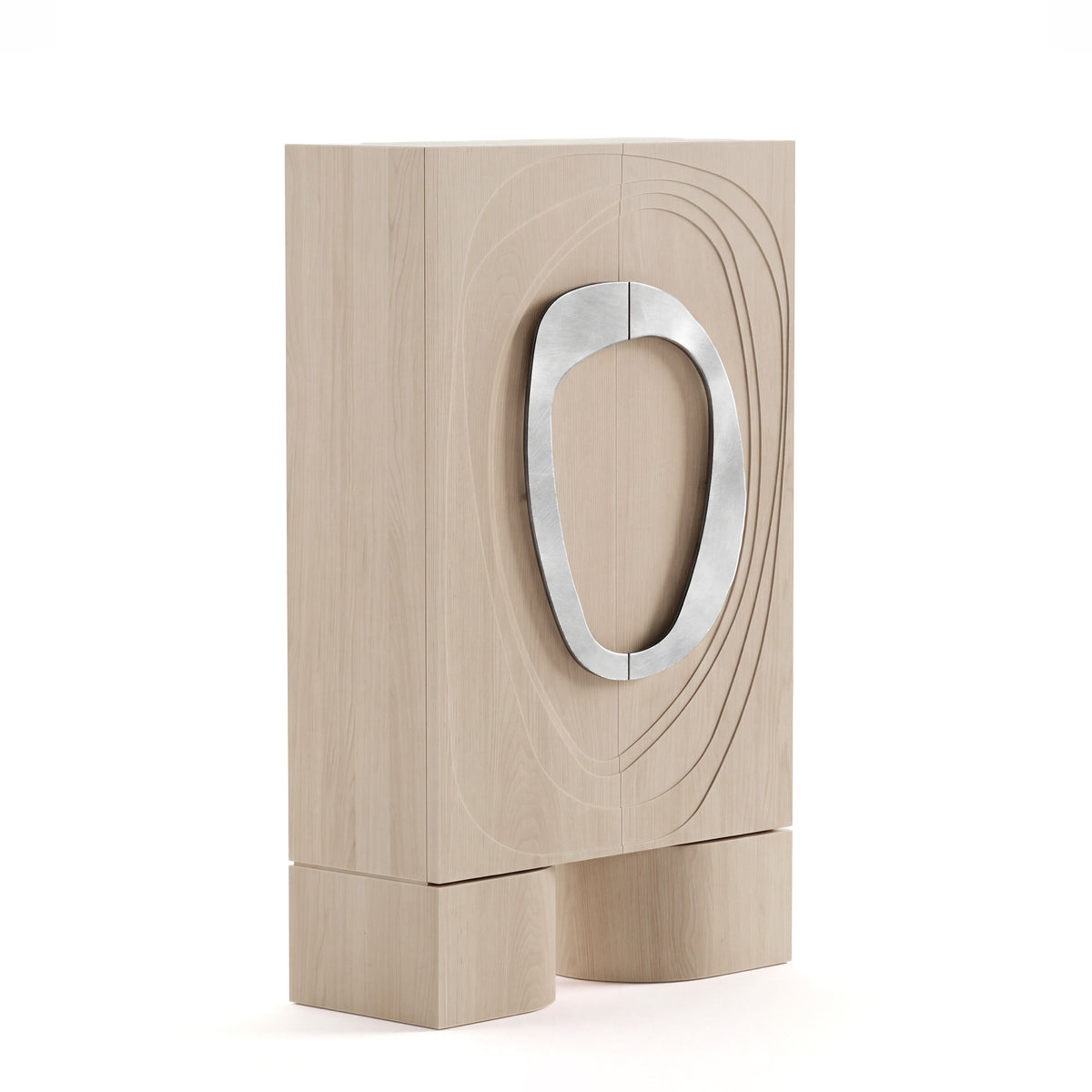 Obelisk Cabinet in White Oak with Raw Aluminium handles