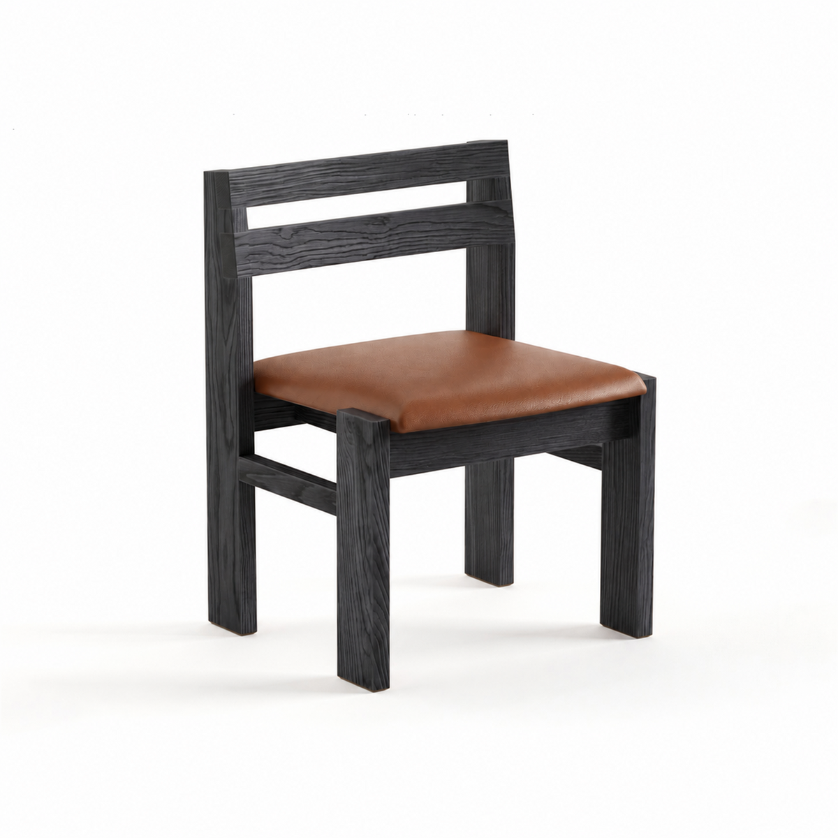 Reyk dining chair in Charcoal Oak with Terracotta Leather seat