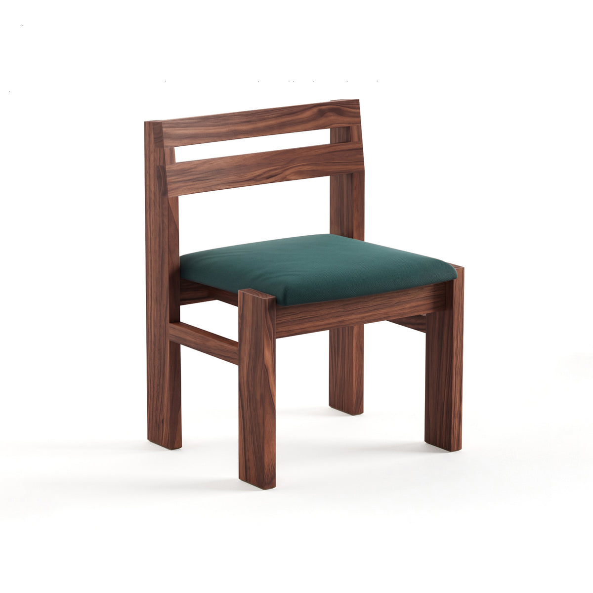 Reyk Dining Chair in American Walnut with Teal Fabric by Paradox Movement