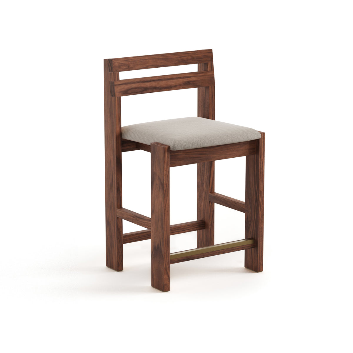 Reyk Stool in American Walnut with White Fabric by Paradox Movement