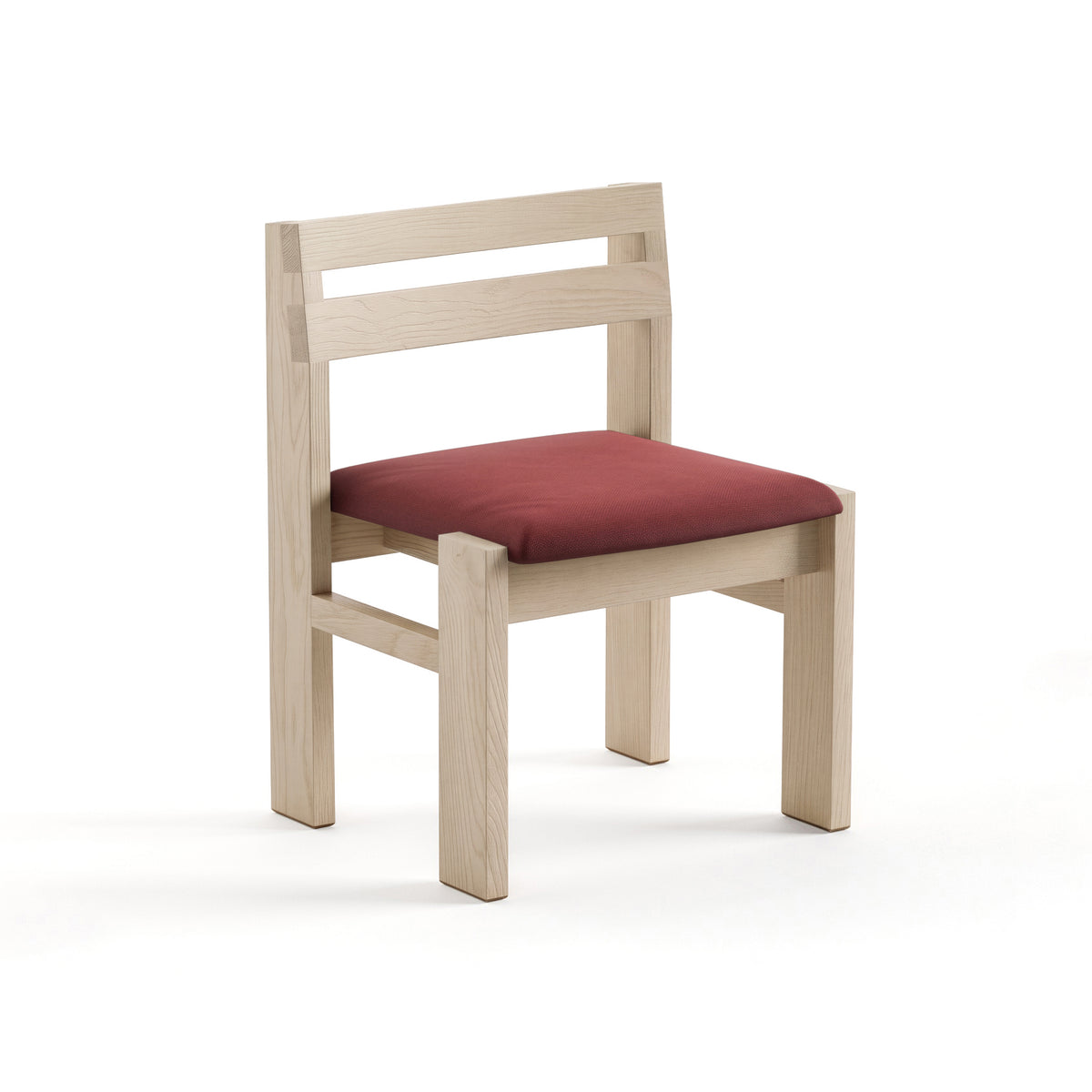 Reyk Dining Chair in Blonde Oak with Burgundy Fabric by Paradox Movement