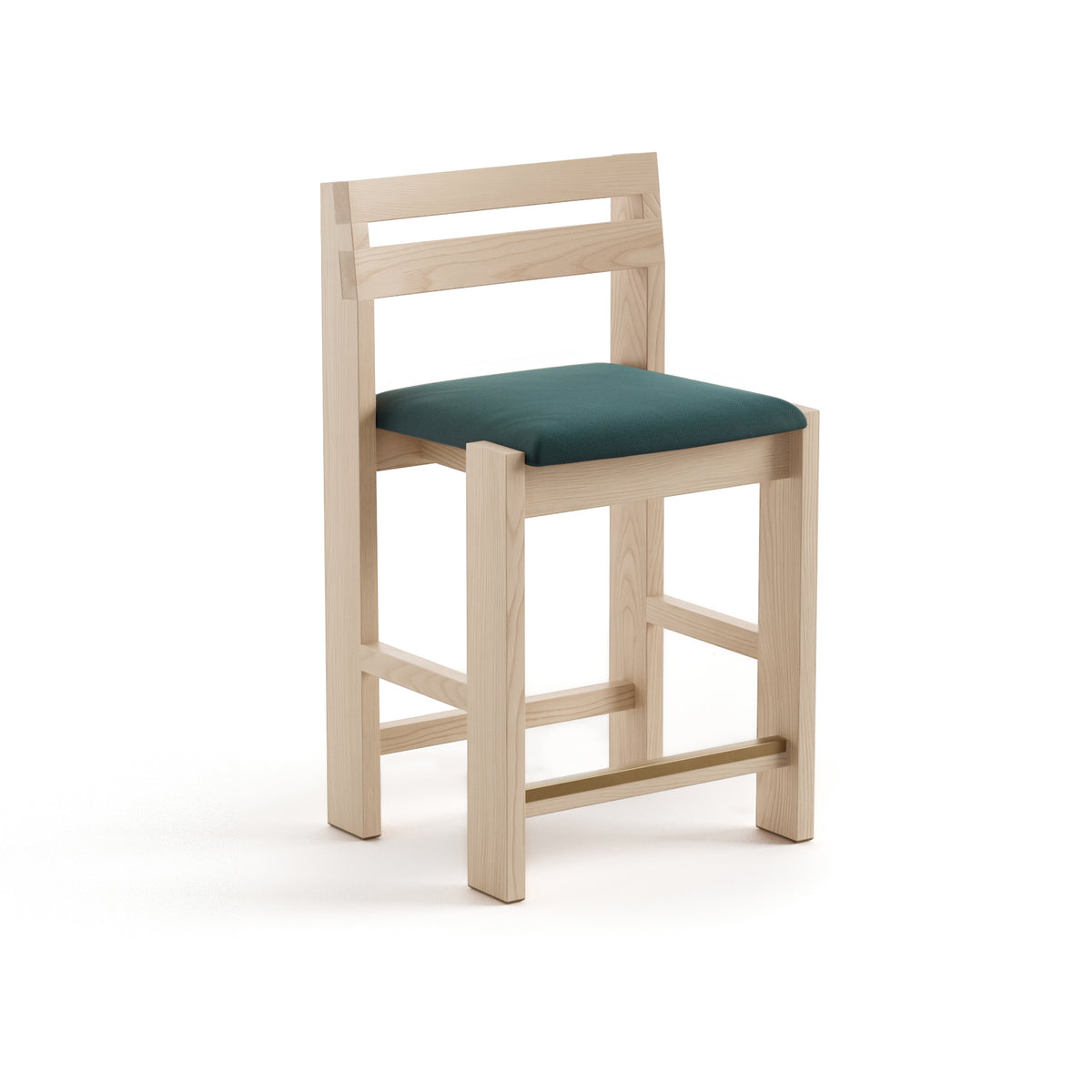 Reyk Stool in Blonde Oak with Teal Fabric by Paradox Movement