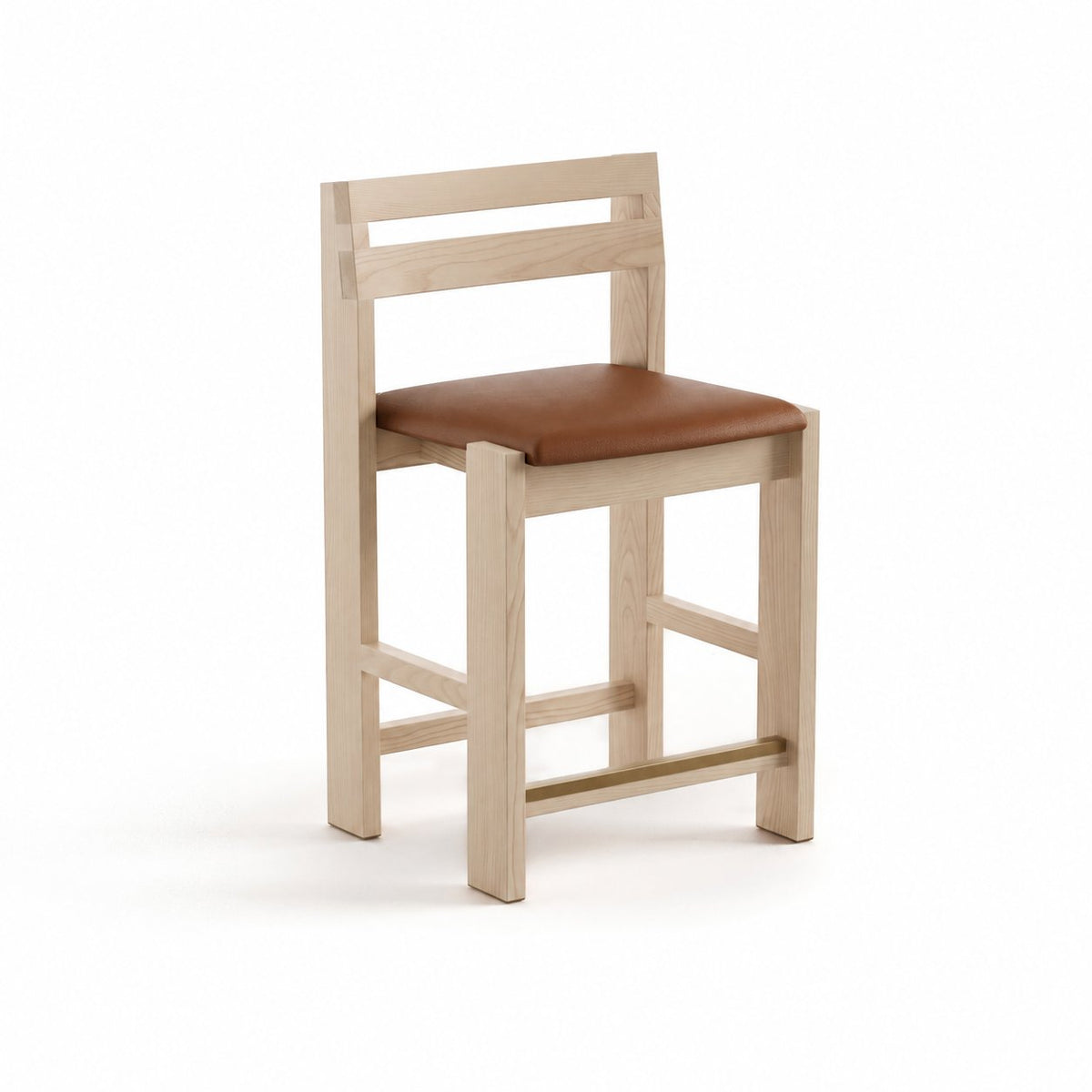 Reyk stool in Blonde Oak with revised Terracotta leather