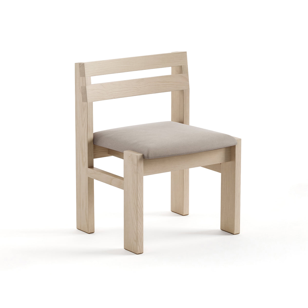 Reyk Dining Chair in Blonde Oak with White Fabric by Paradox Movement
