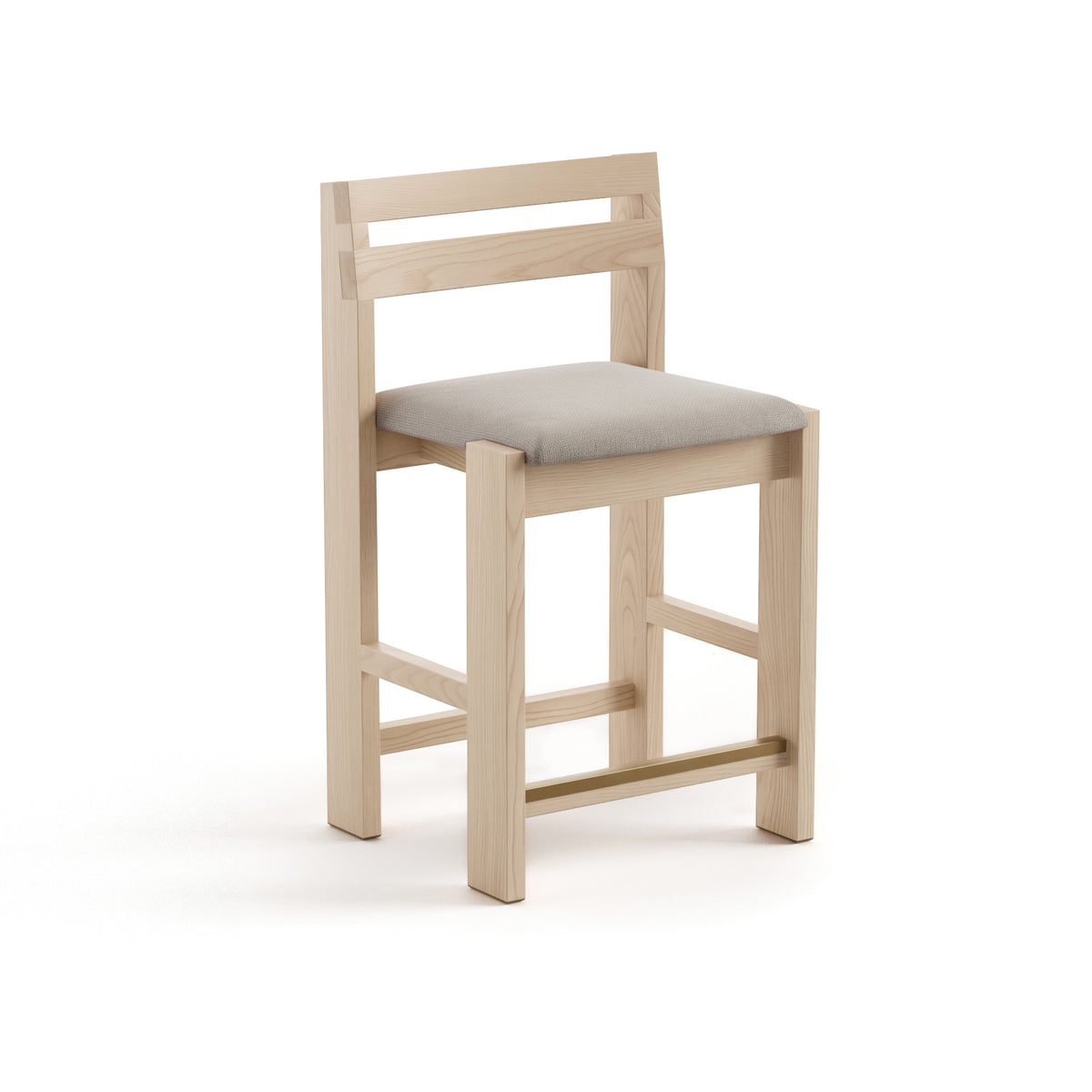 Reyk Stool in Blonde Oak with White Fabric by Paradox Movement
