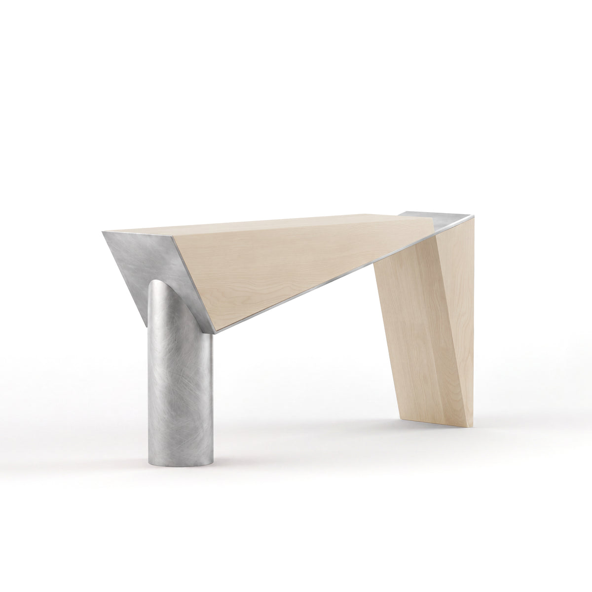 Couper console — Blonde Oak with Raw aluminium