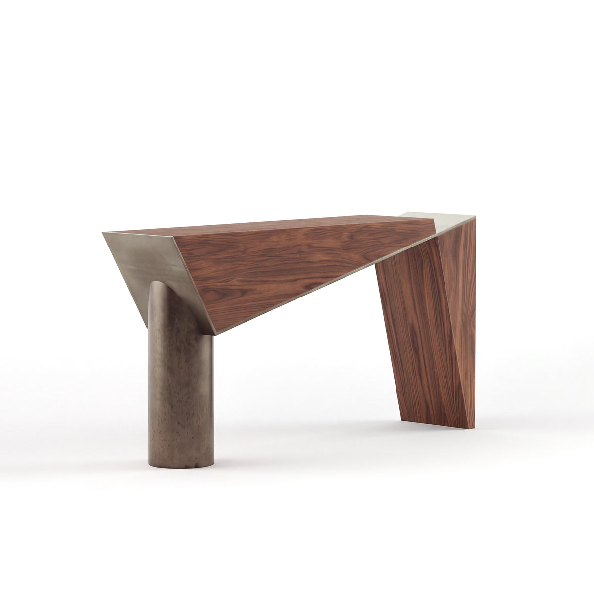 Couper console — American Walnut with Aged Aluminium