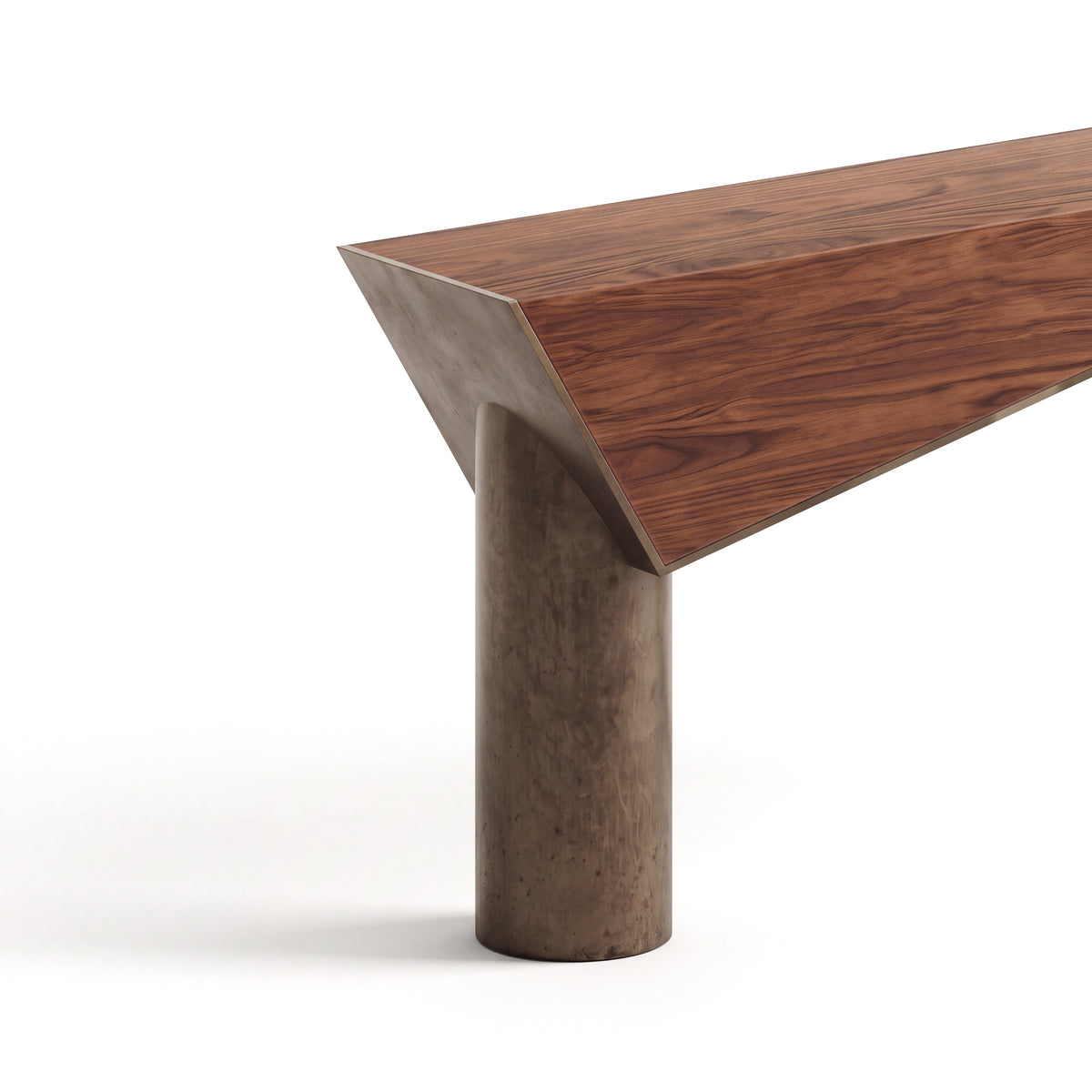 Couper console — American Walnut with Aged Aluminium