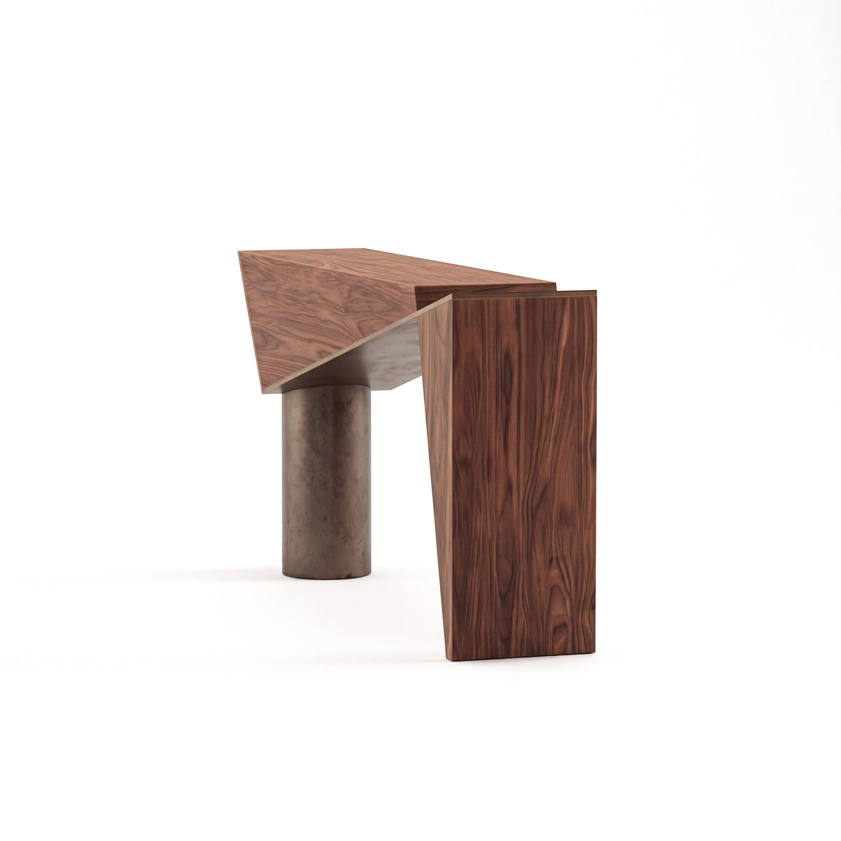 Couper console — American Walnut with Aged Aluminium