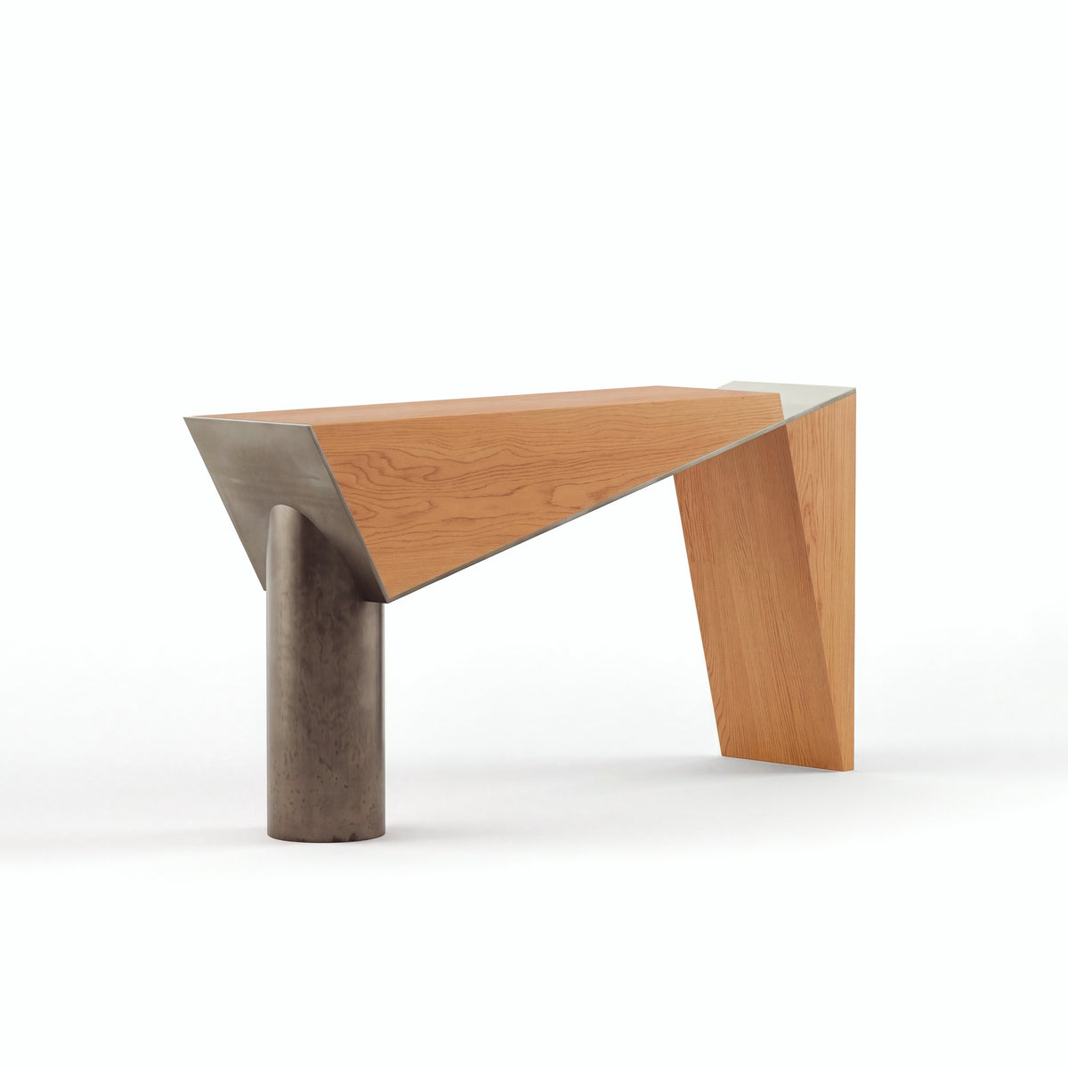 Couper console — Golden Oak with Aged Aluminium
