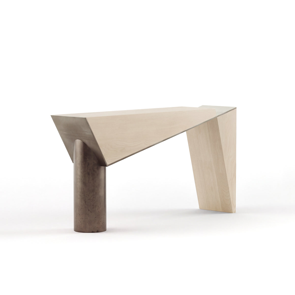 Couper console — Blonde Oak with Aged Aluminium