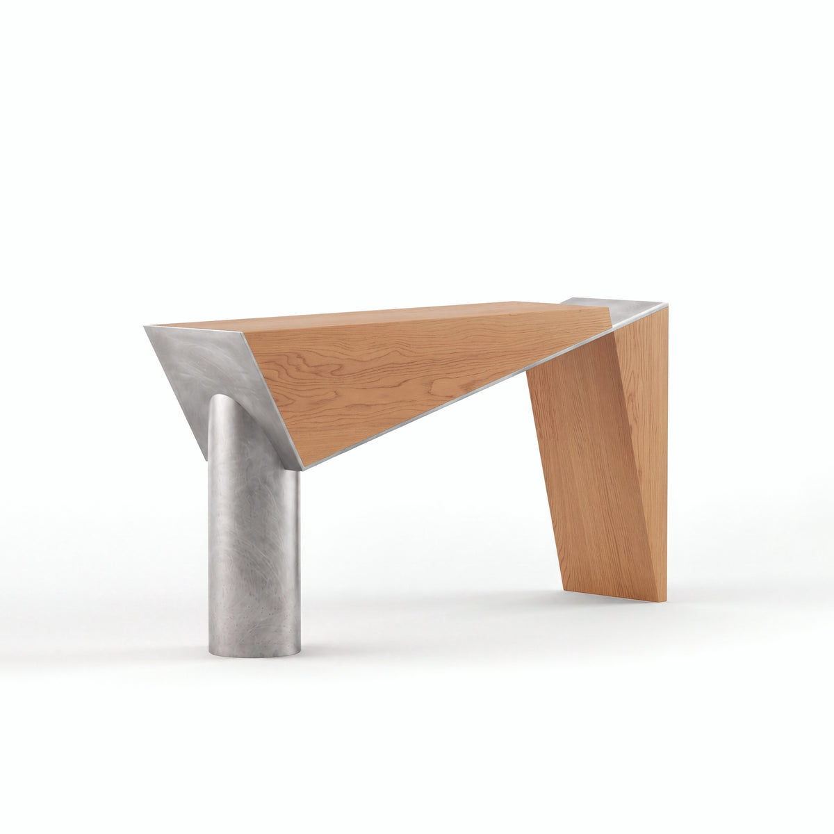 Couper console — Golden Oak with Raw aluminium