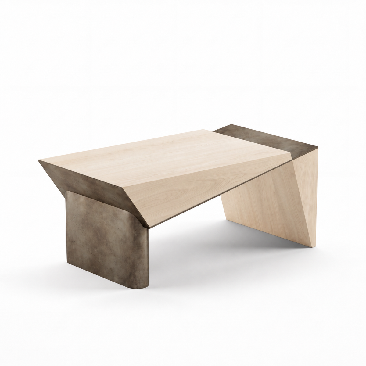 Couper desk — Blonde Oak with Aged Aluminium