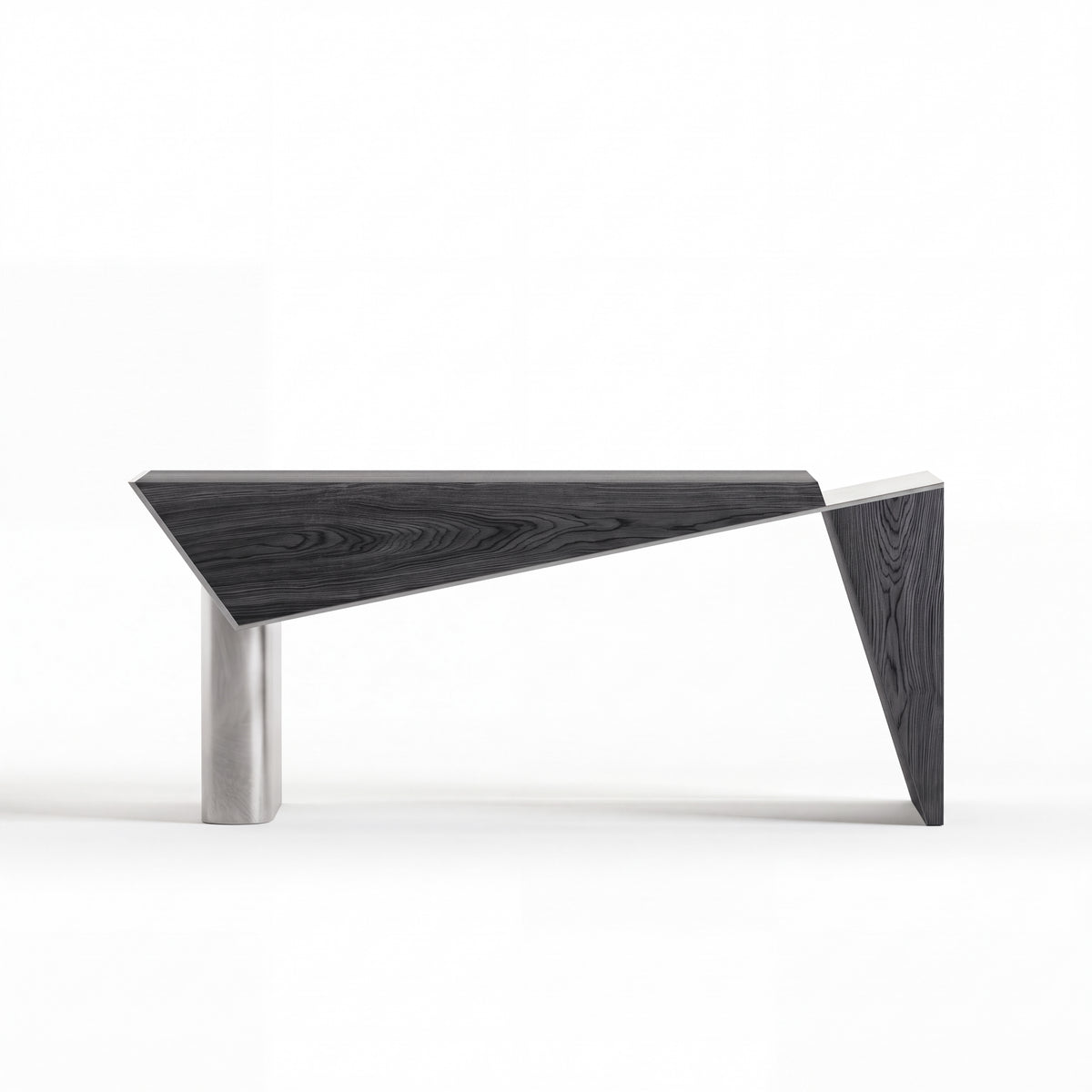 Couper desk — Charcoal Oak with Raw aluminium