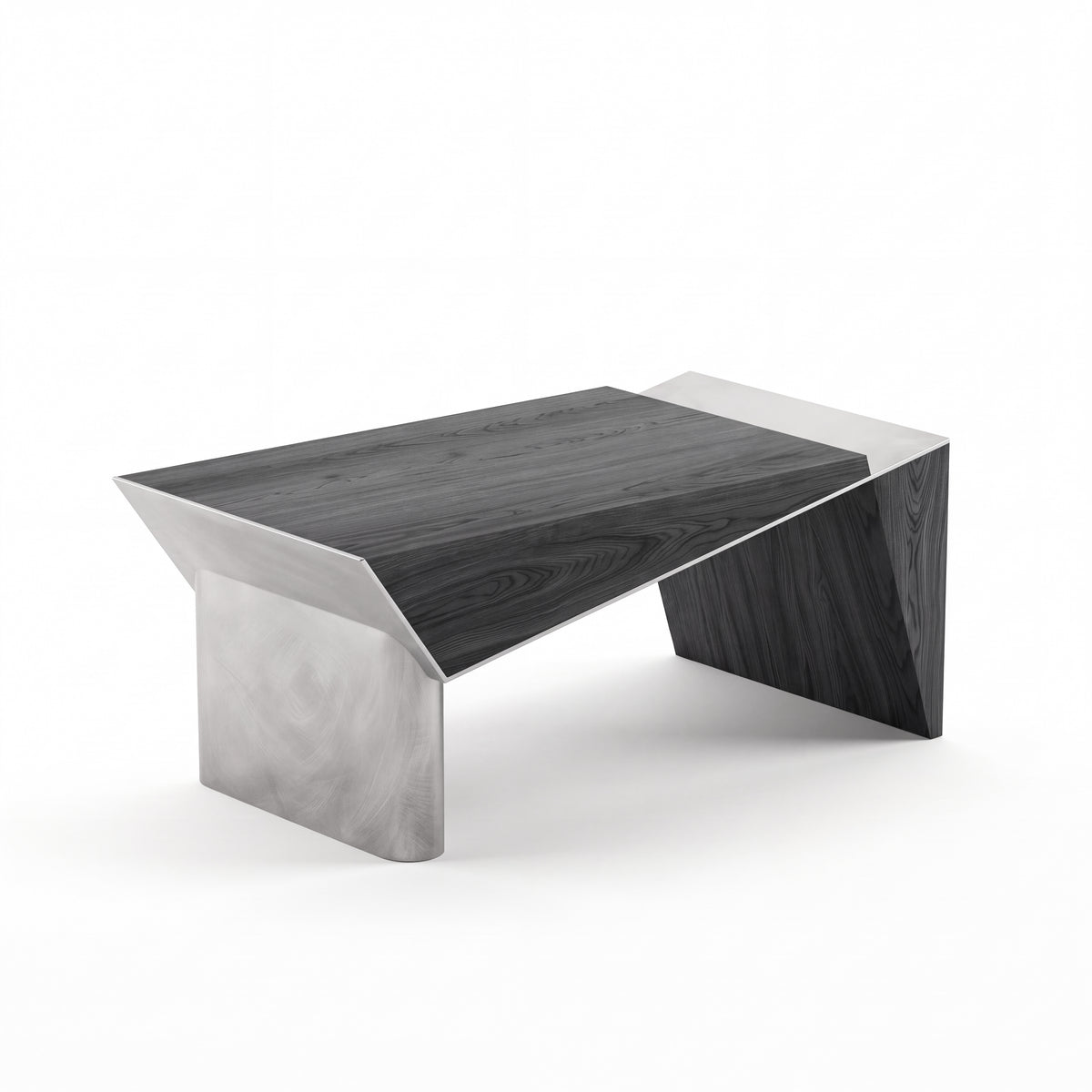 Couper desk — Charcoal Oak with Raw aluminium