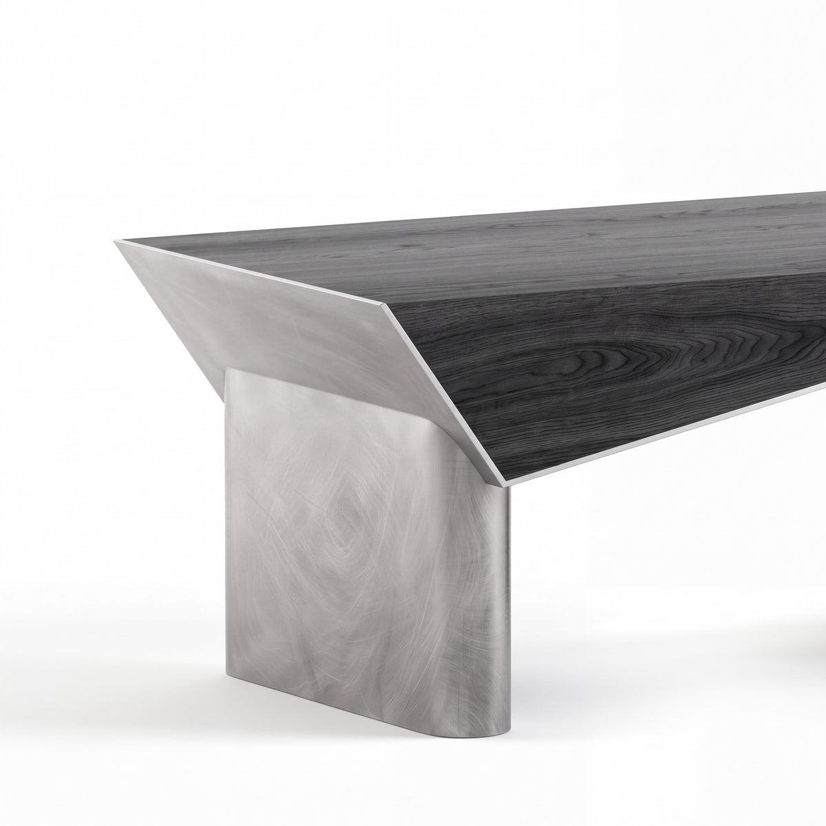 Couper desk — Charcoal Oak with Raw aluminium