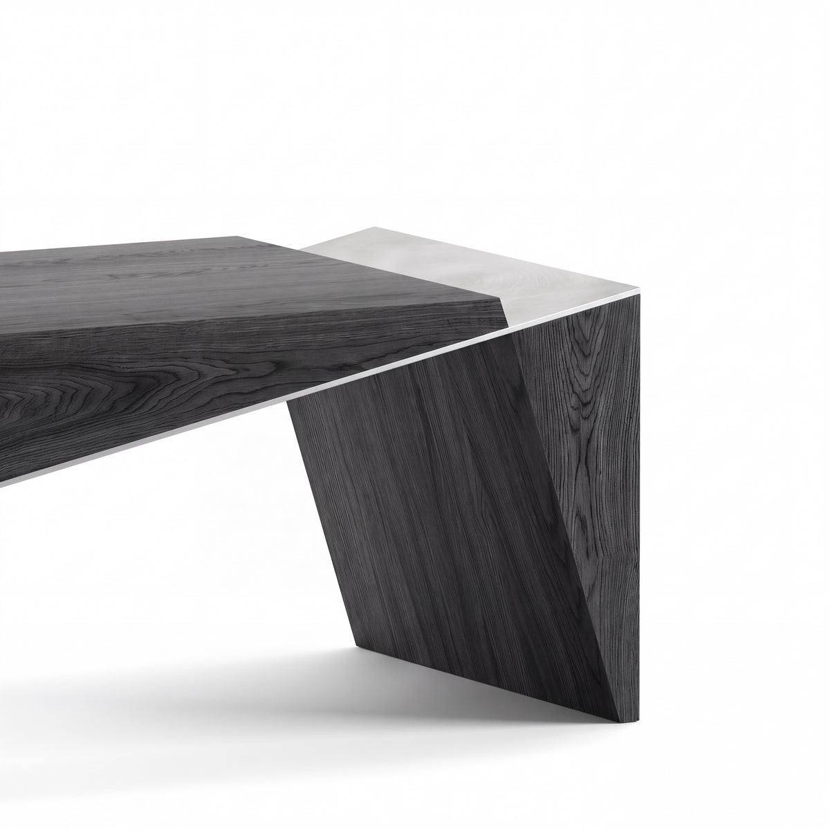 Couper desk — Charcoal Oak with Raw aluminium