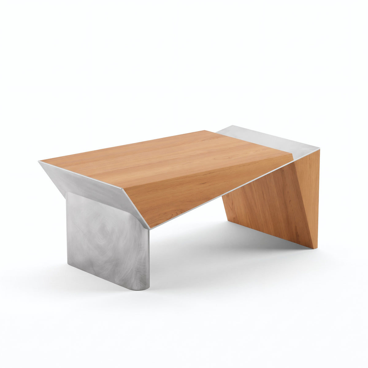 Couper desk — Golden Oak with Raw aluminium