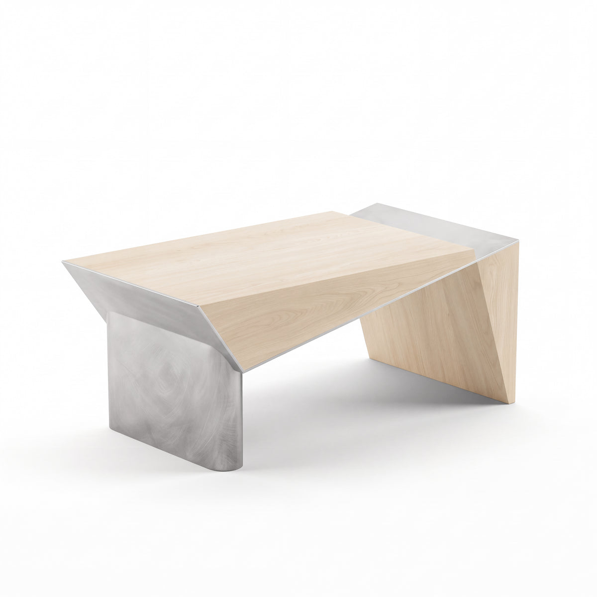 Couper desk — Blonde Oak with Raw aluminium