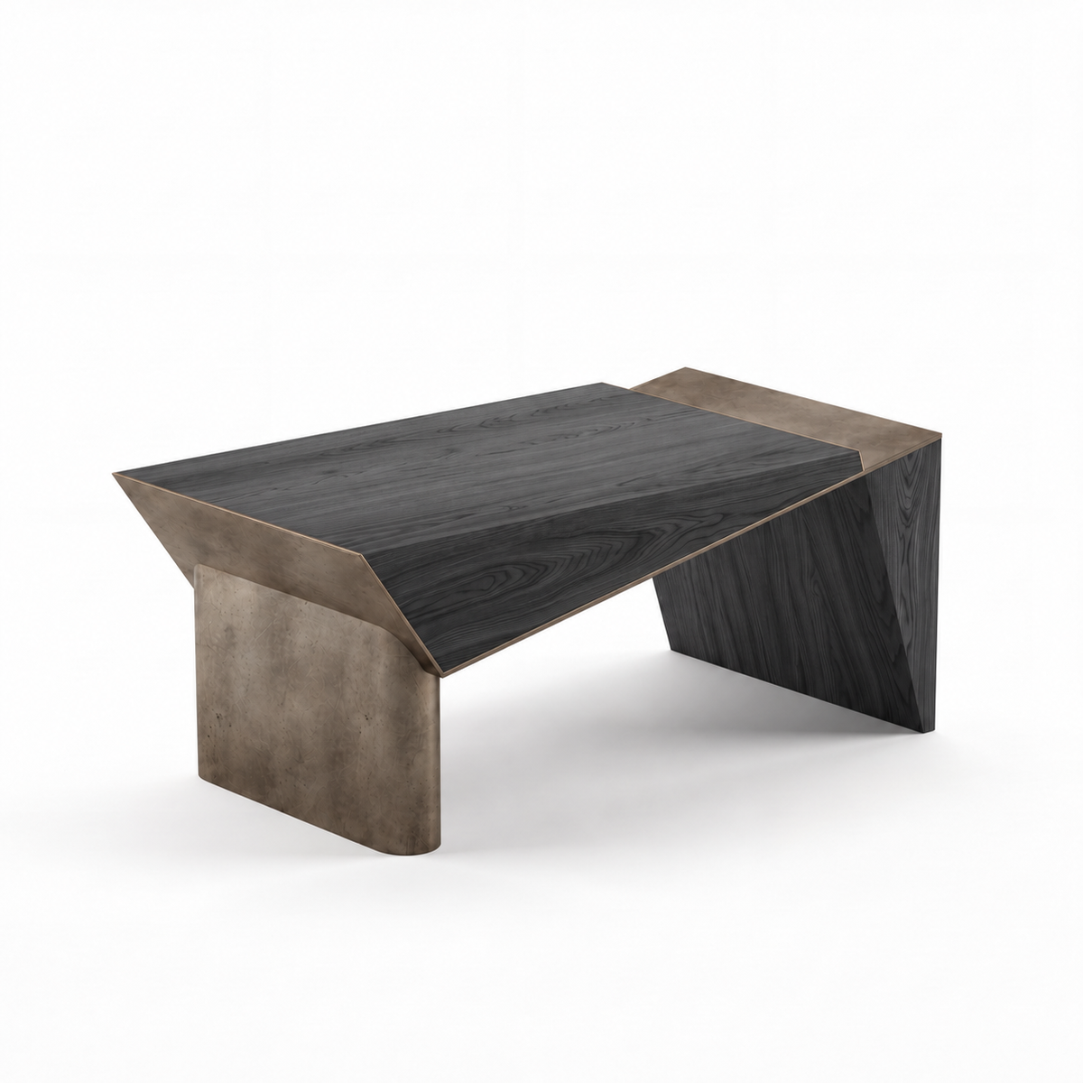 Couper desk — Charcoal Oak with Aged Aluminium