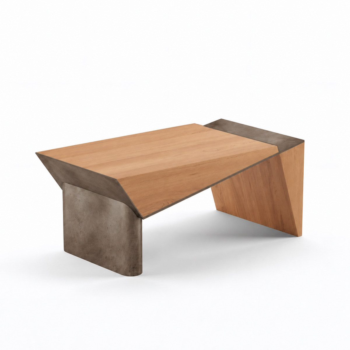 Couper desk — Golden Oak with Aged Aluminium