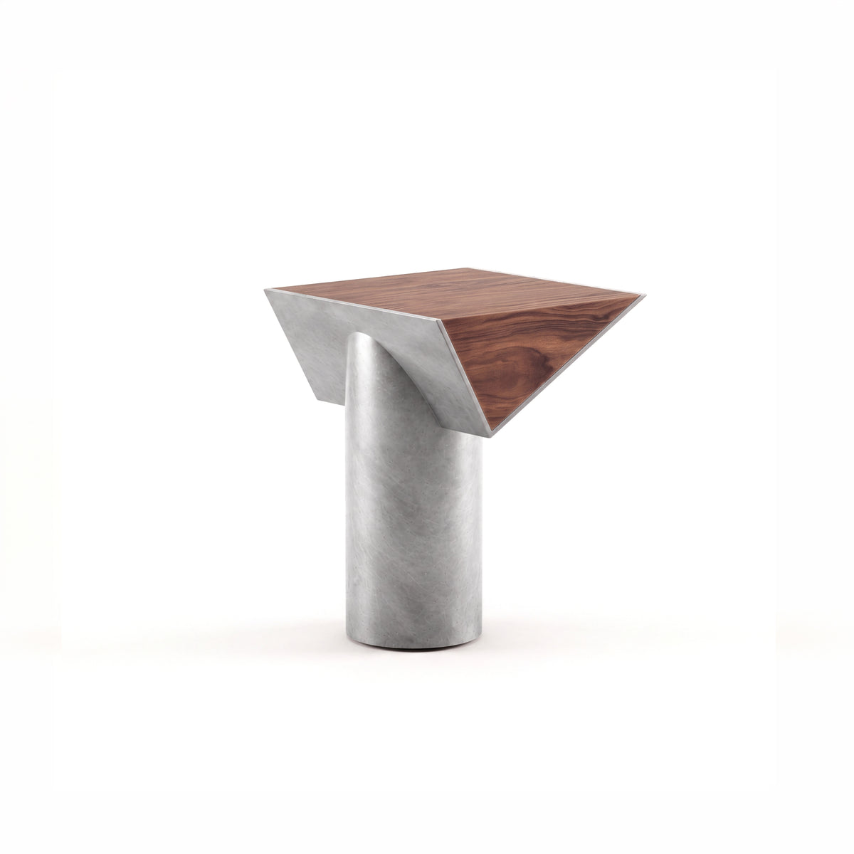 Couper side table — American Walnut with Raw aluminium