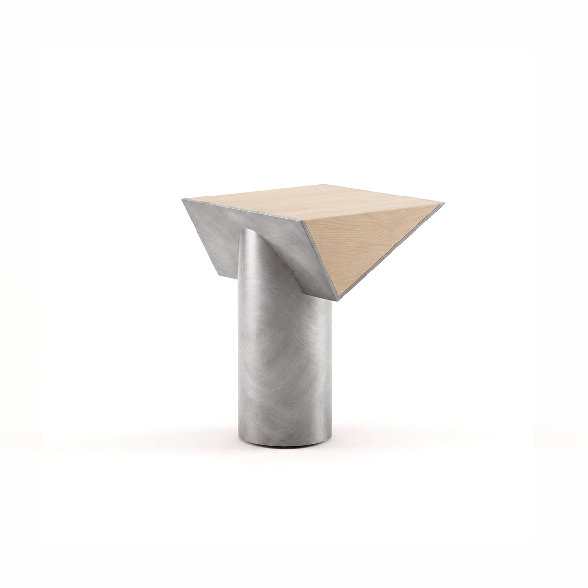 Couper side table — Blonde Oak with Raw aluminium