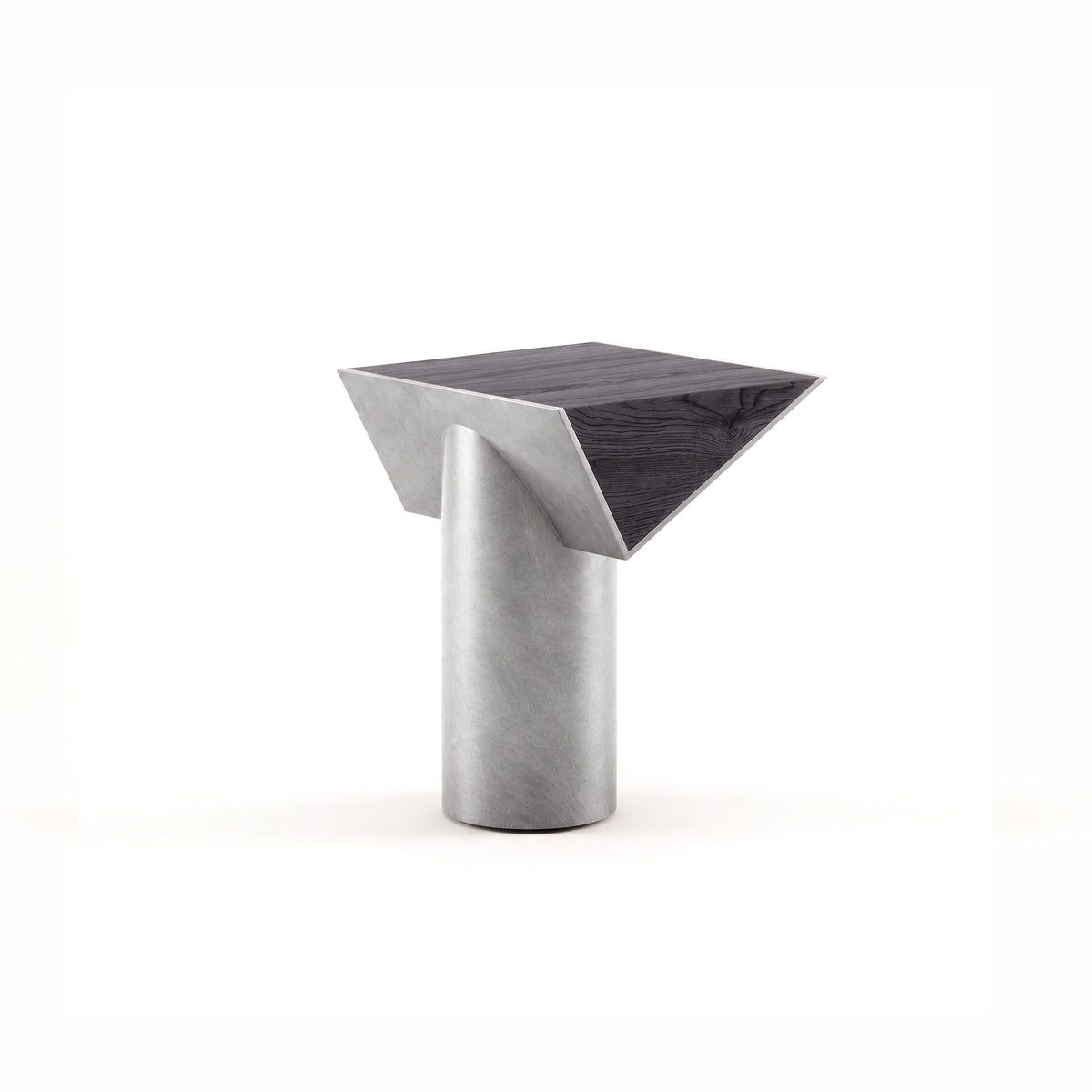 Couper side table — Charcoal Oak with Raw aluminium