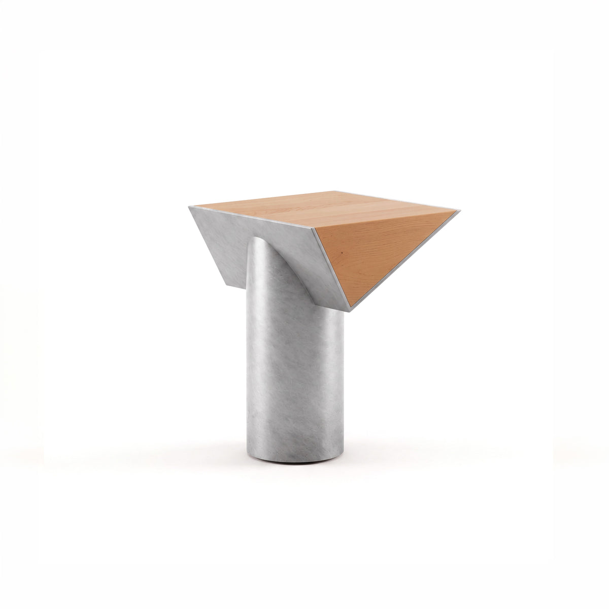 Couper side table — Golden Oak with Raw aluminium
