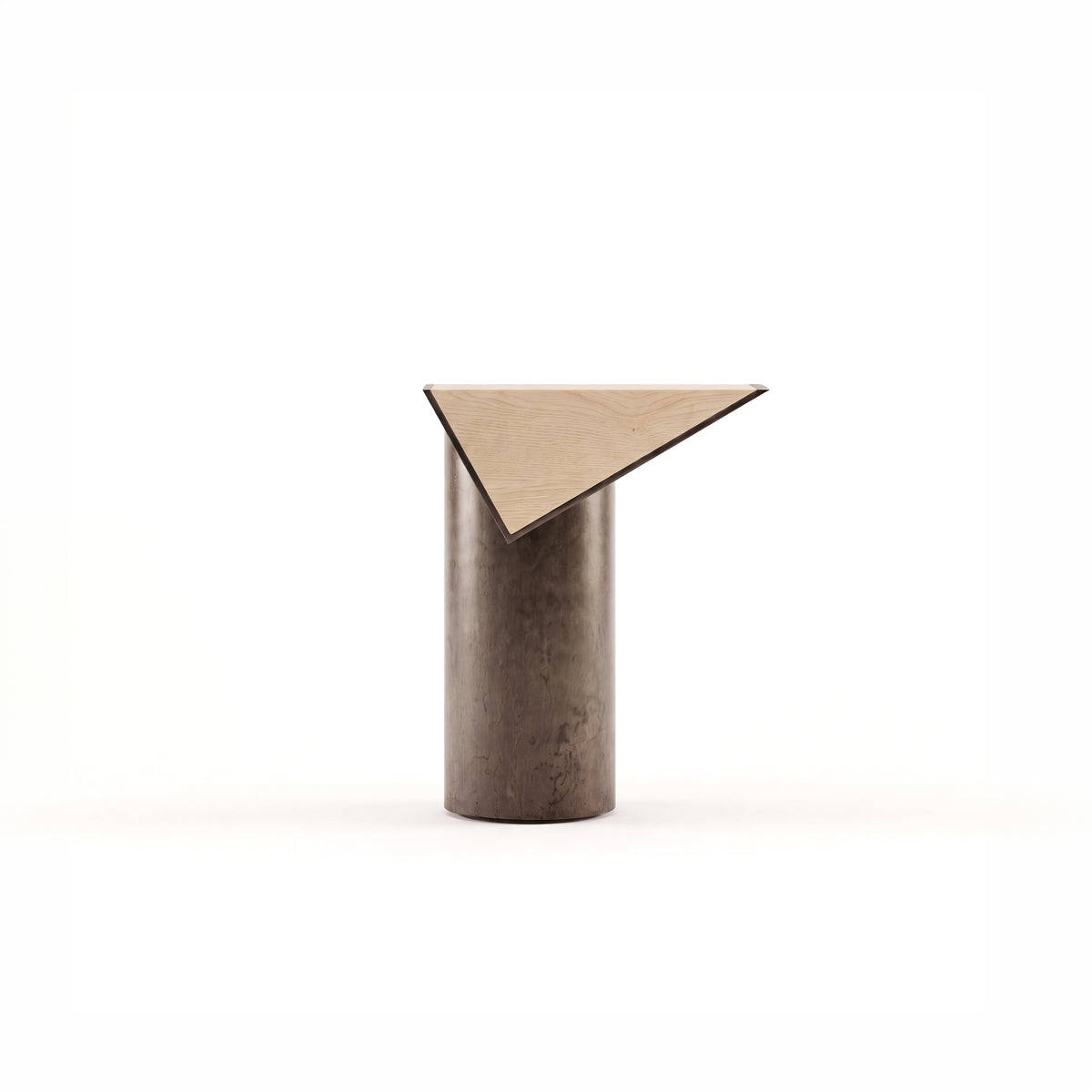 Couper side table — Blonde Oak with Aged Aluminium