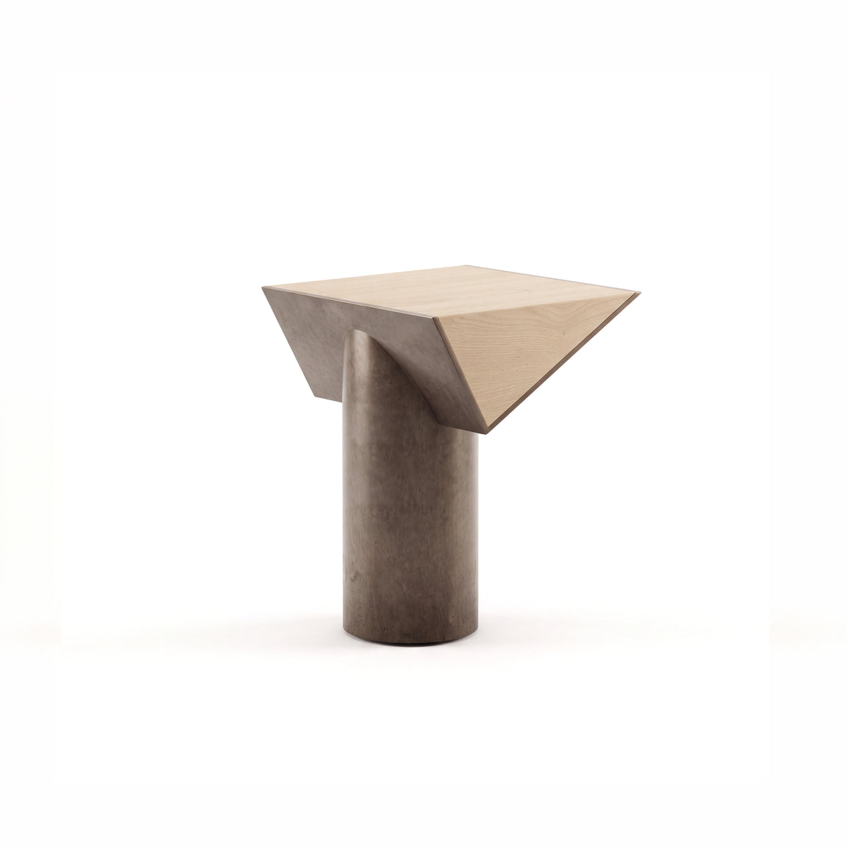 Couper side table — Blonde Oak with Aged Aluminium
