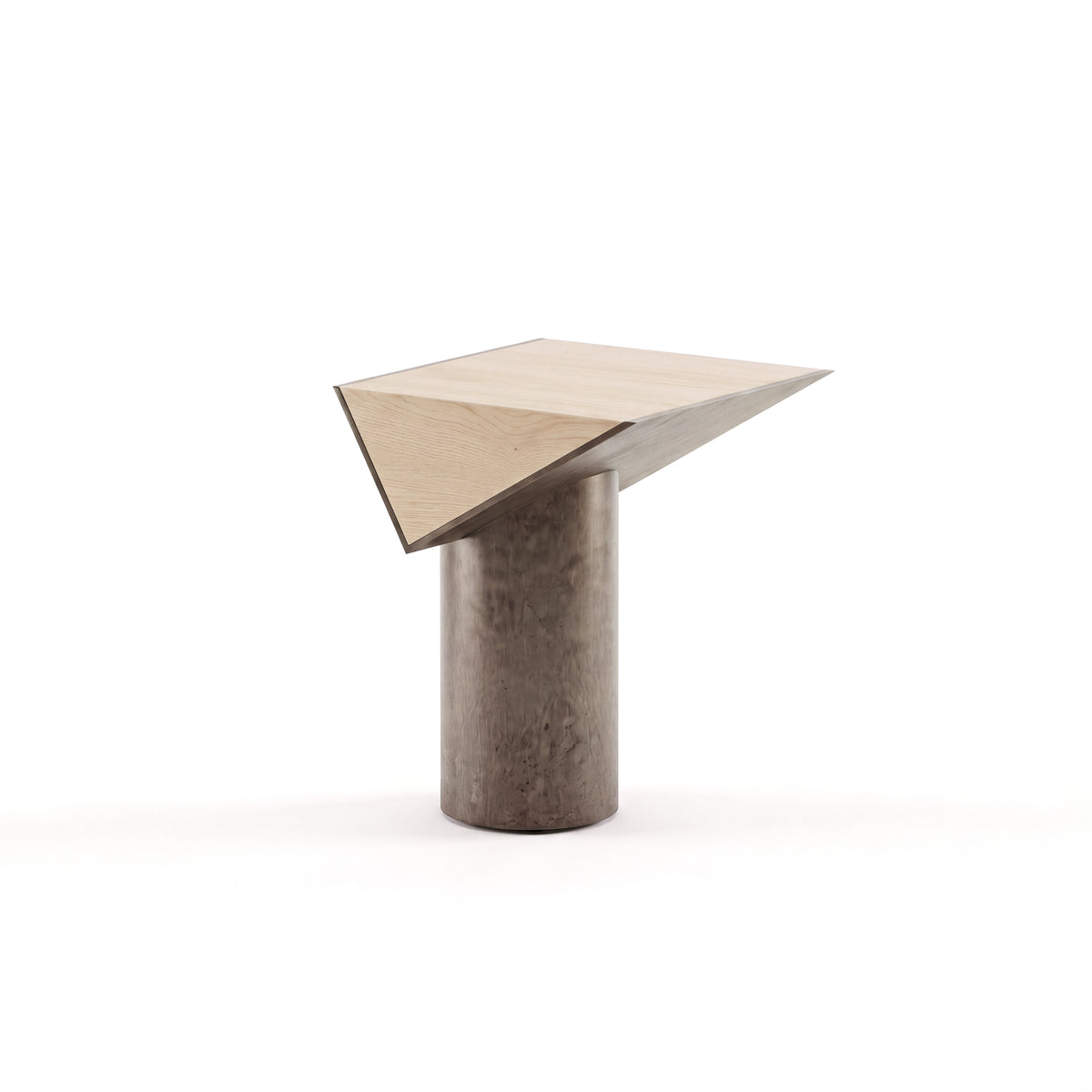 Couper side table — Blonde Oak with Aged Aluminium