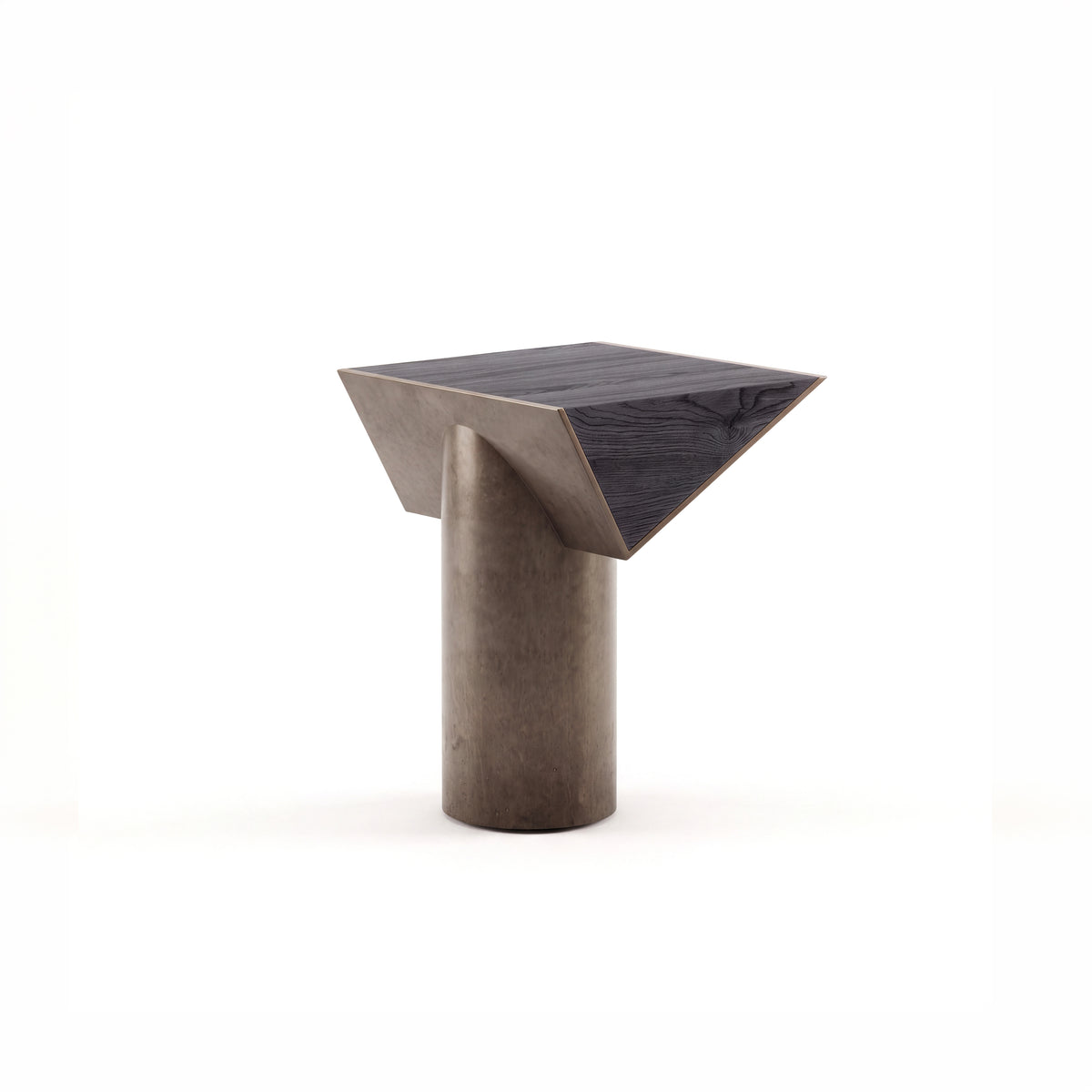 Couper side table — Charcoal Oak with Aged Aluminium