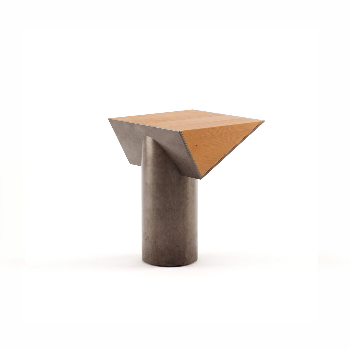 Couper side table — Golden Oak with Aged Aluminium