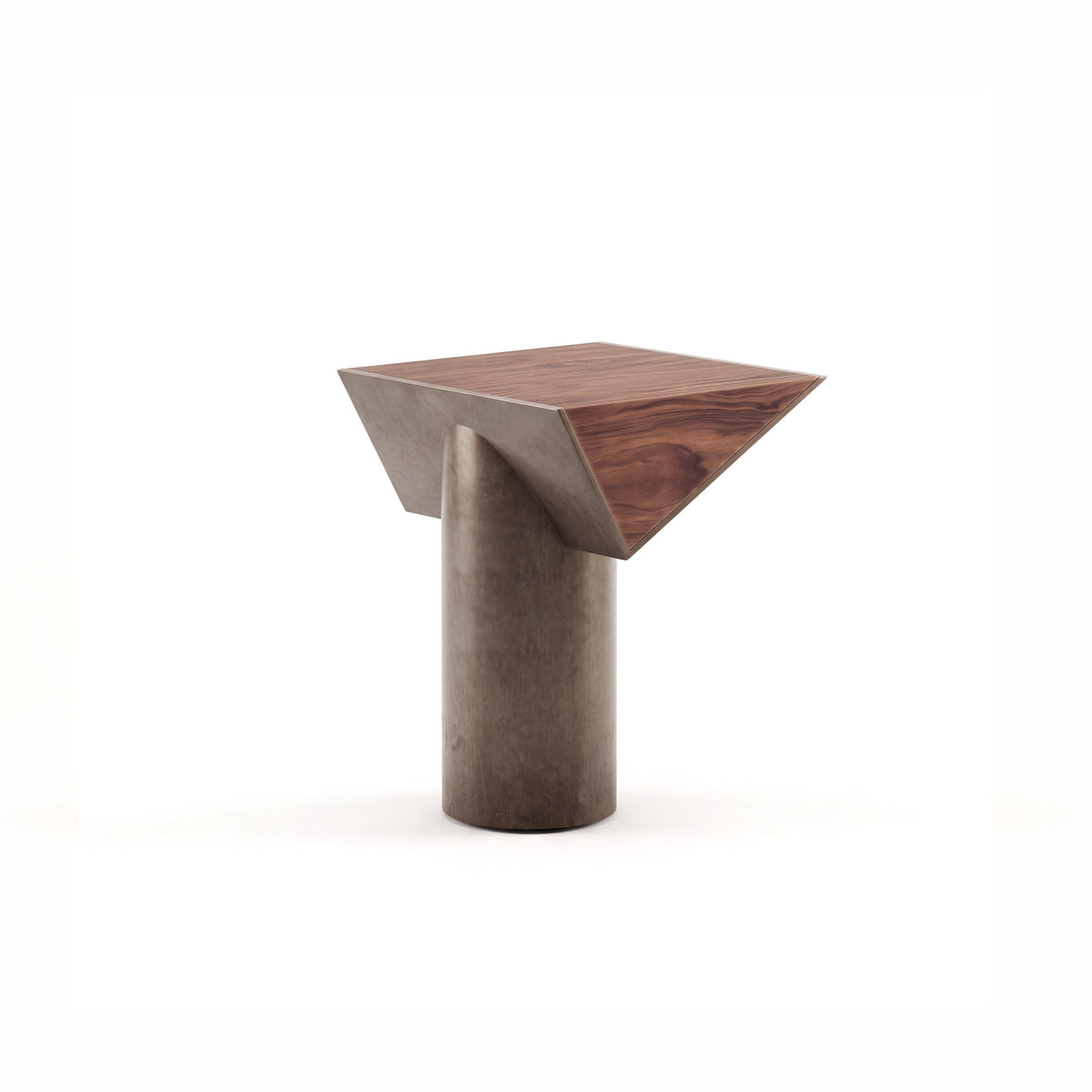 Couper side table — American Walnut with Aged Aluminium